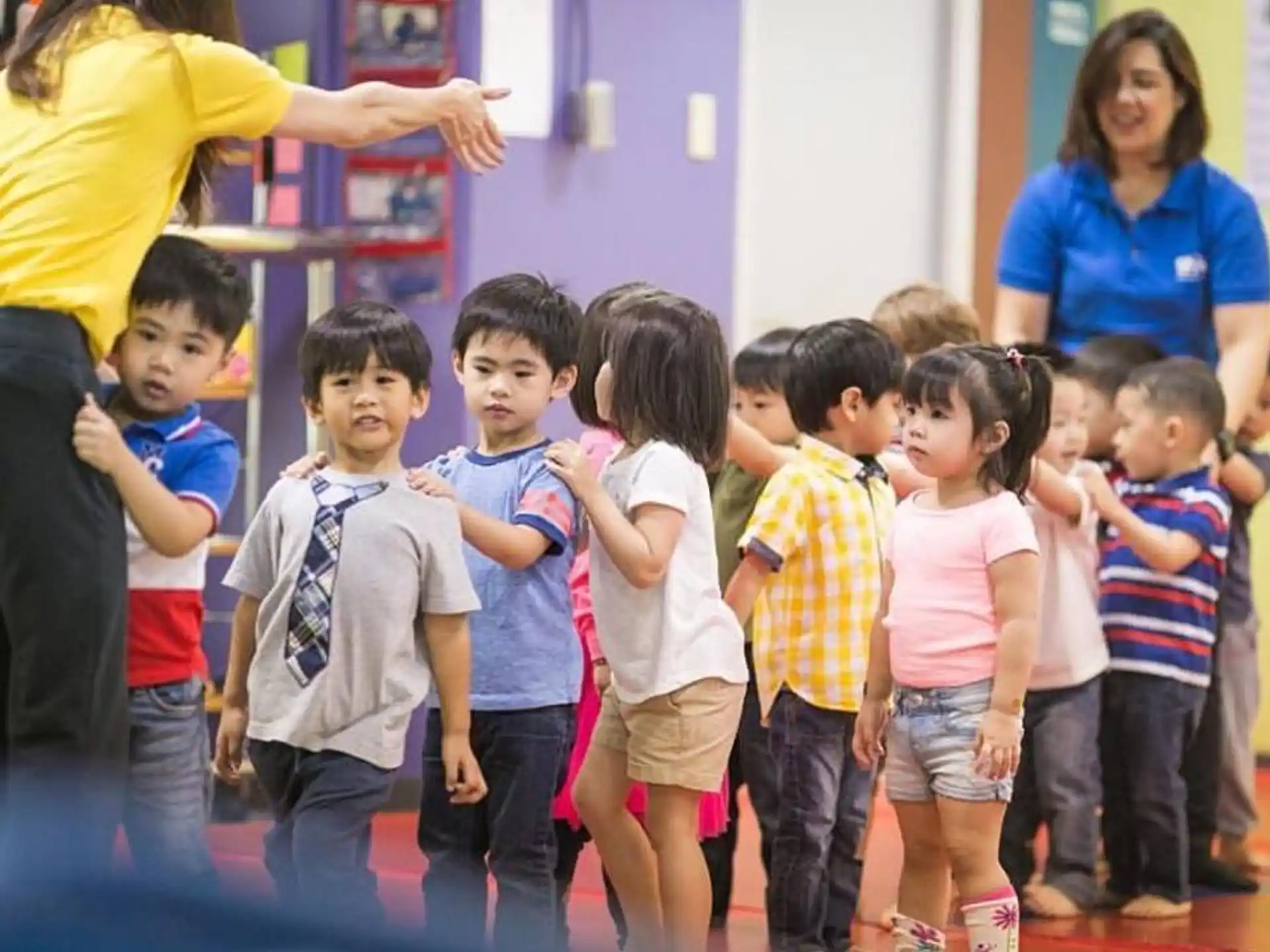 a group of children standing together