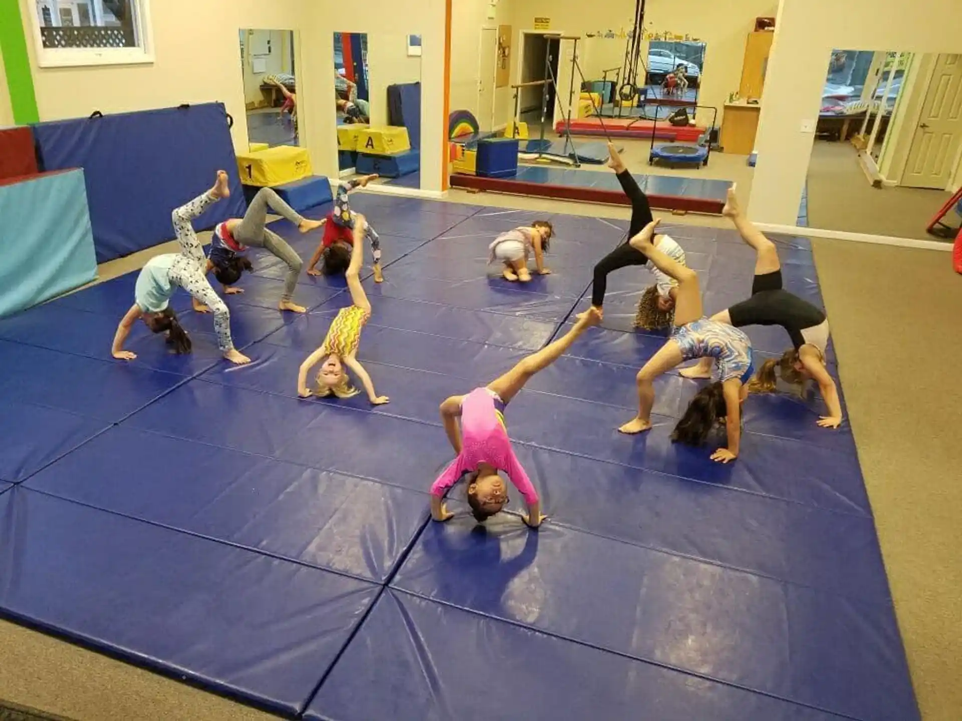 a group of people exercising