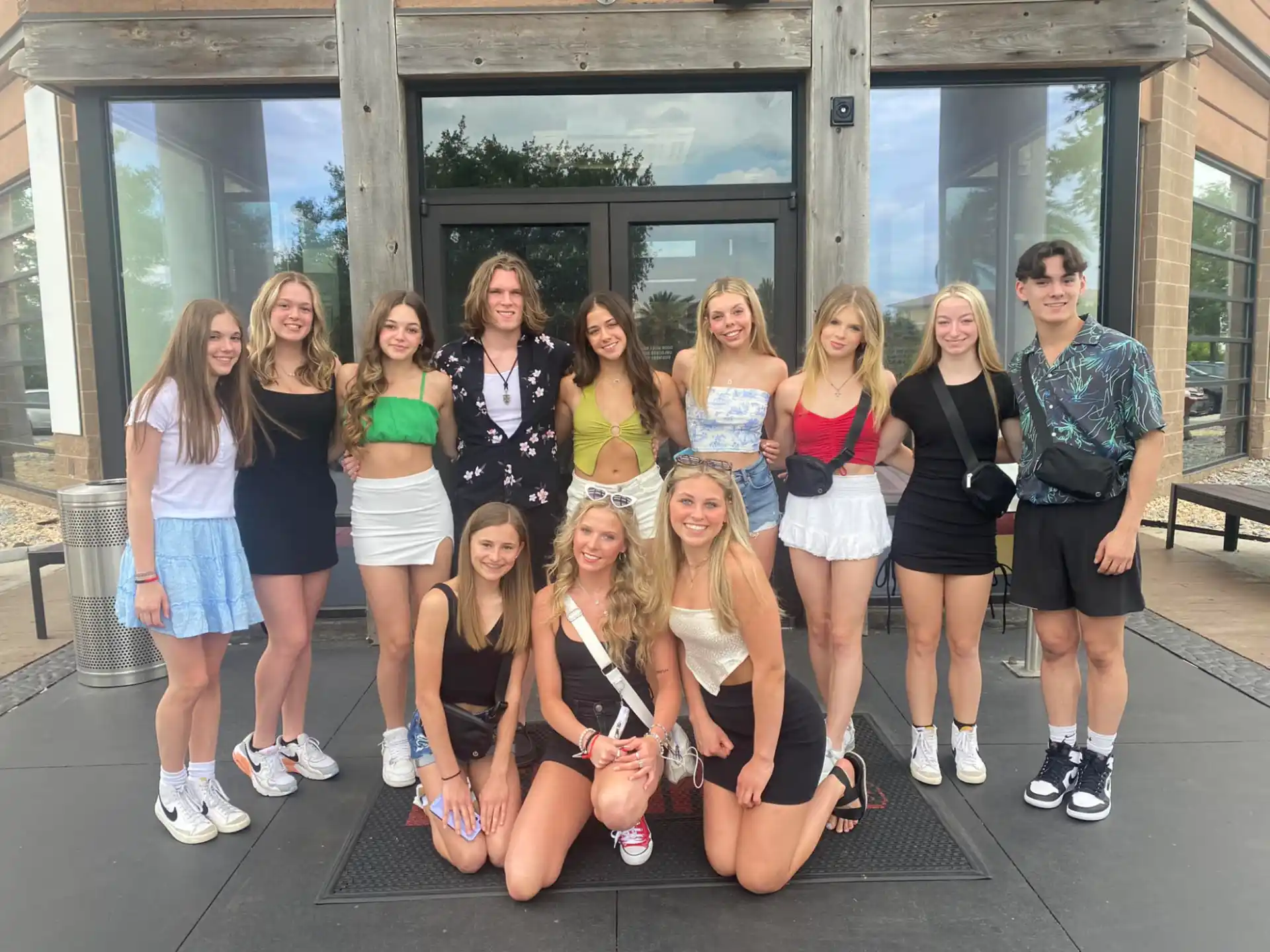 a group of people posing for a photo