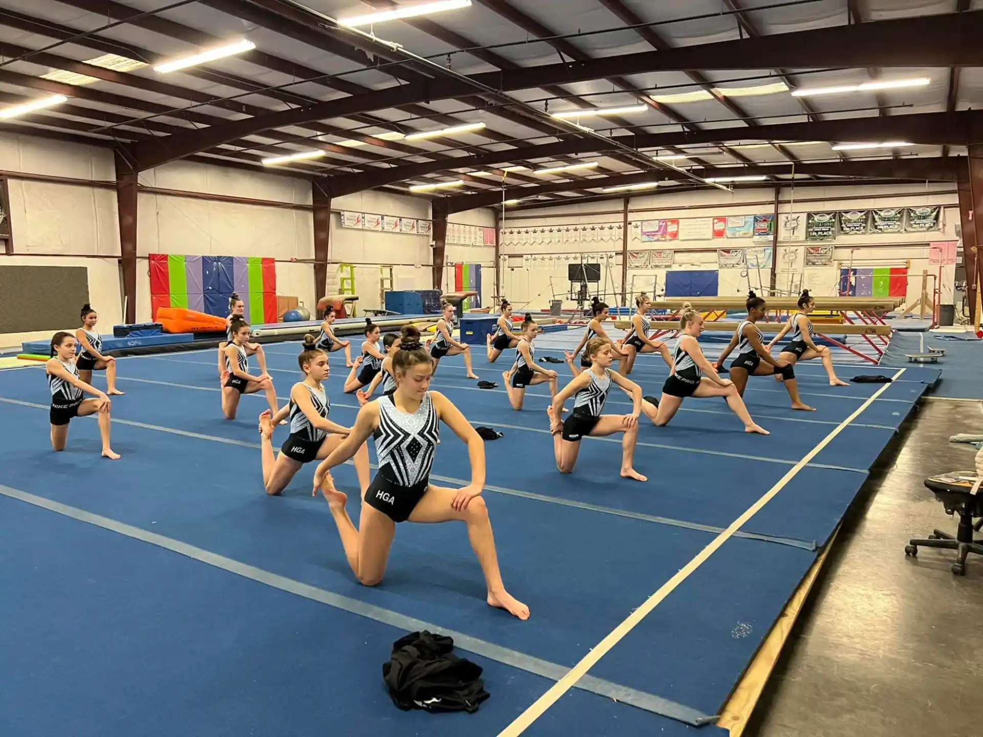 a group of women in a gym