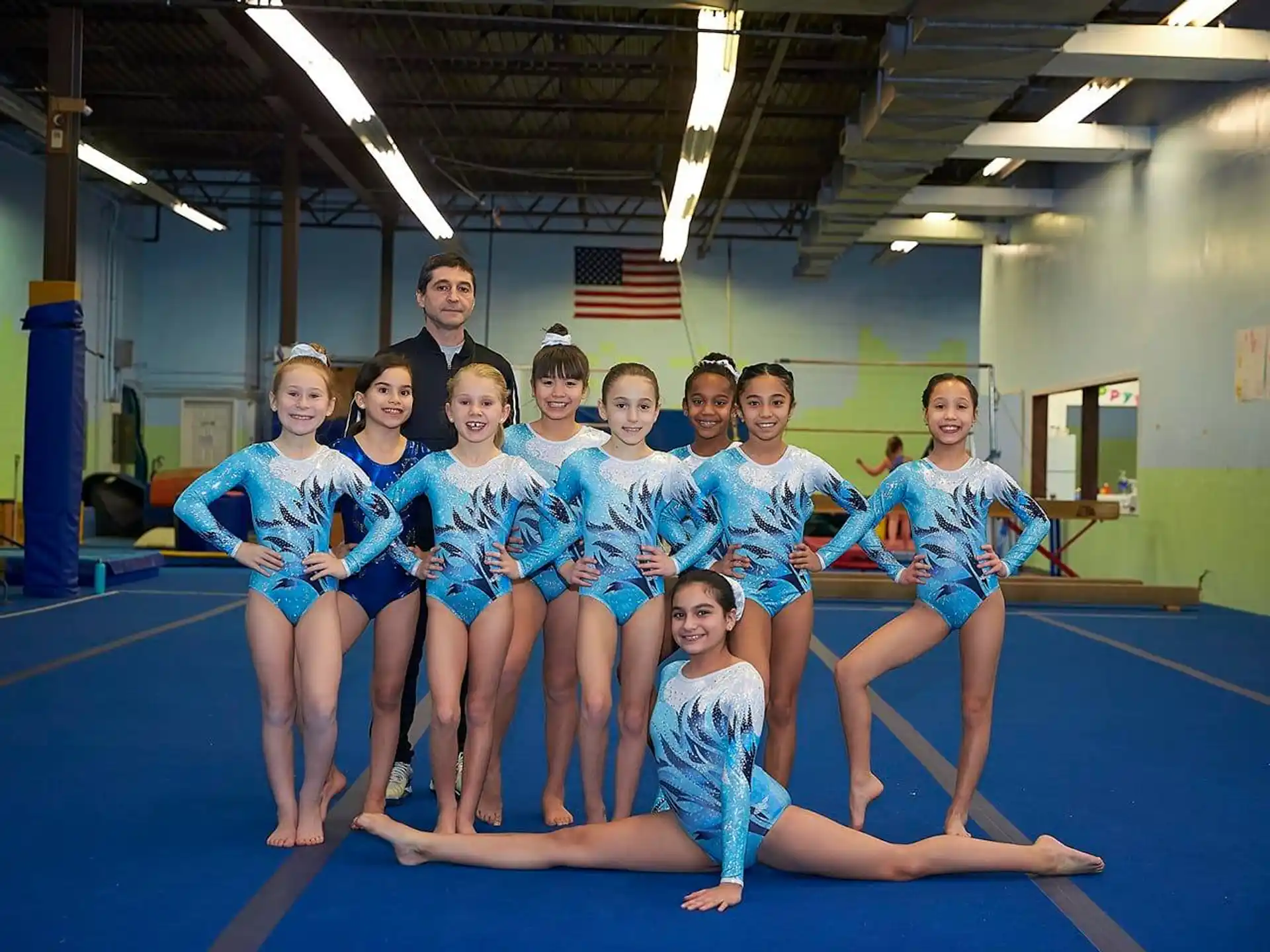 a group of people in blue uniforms