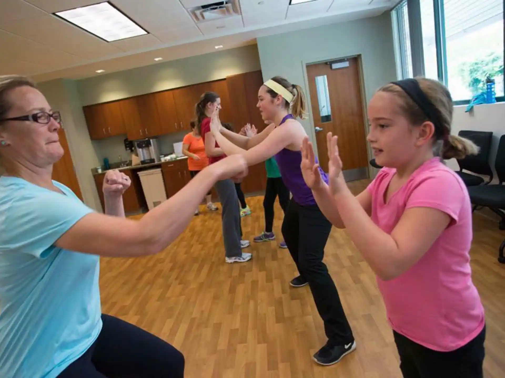 a group of women exercising