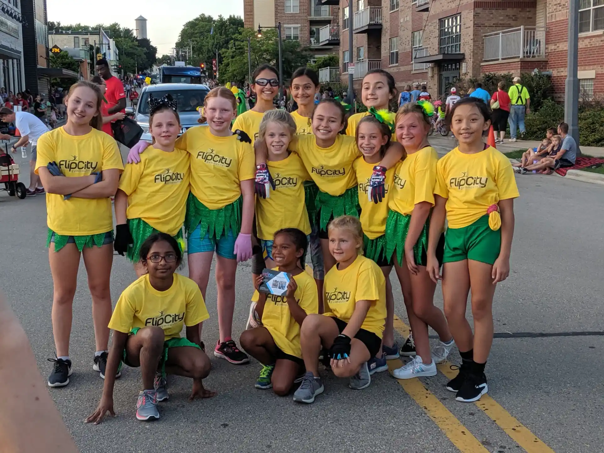a group of people wearing matching t-shirts