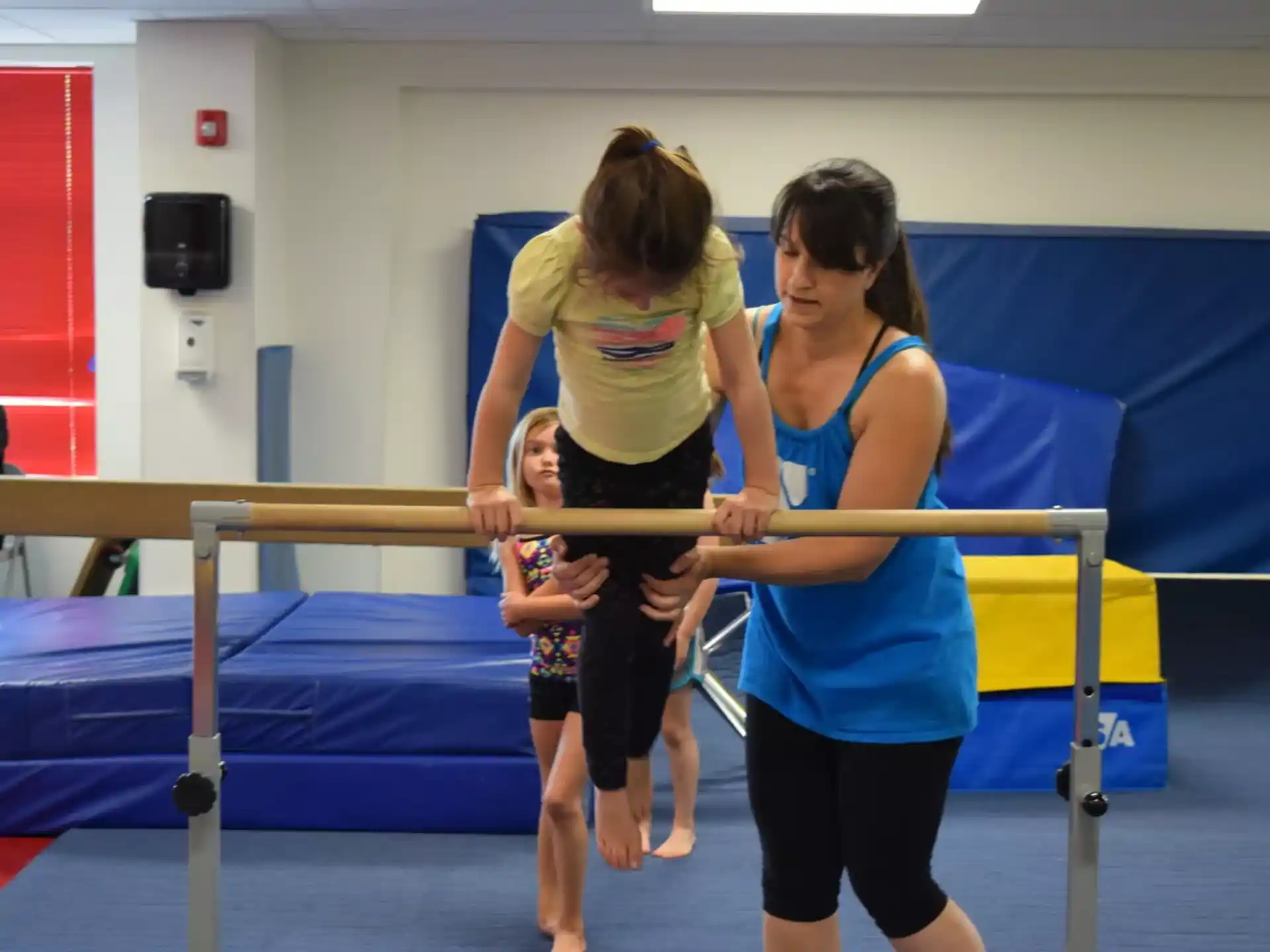 a group of women in a gym