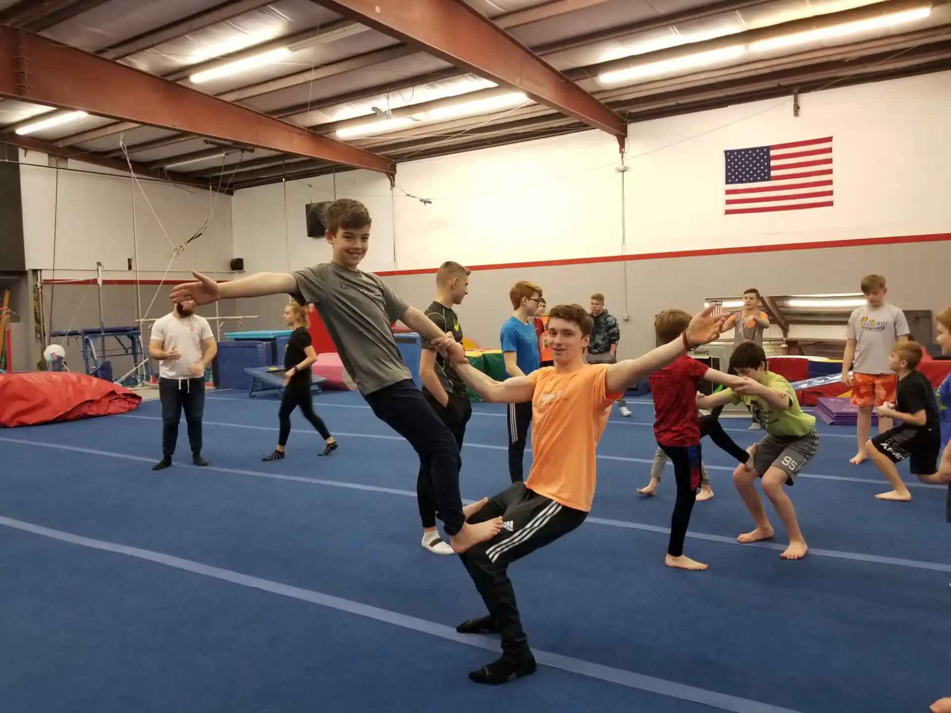 a group of people exercising