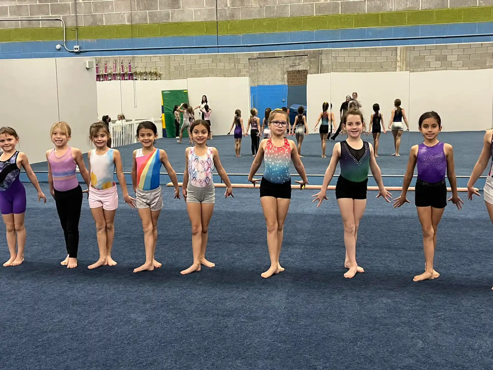 a group of women in a gym