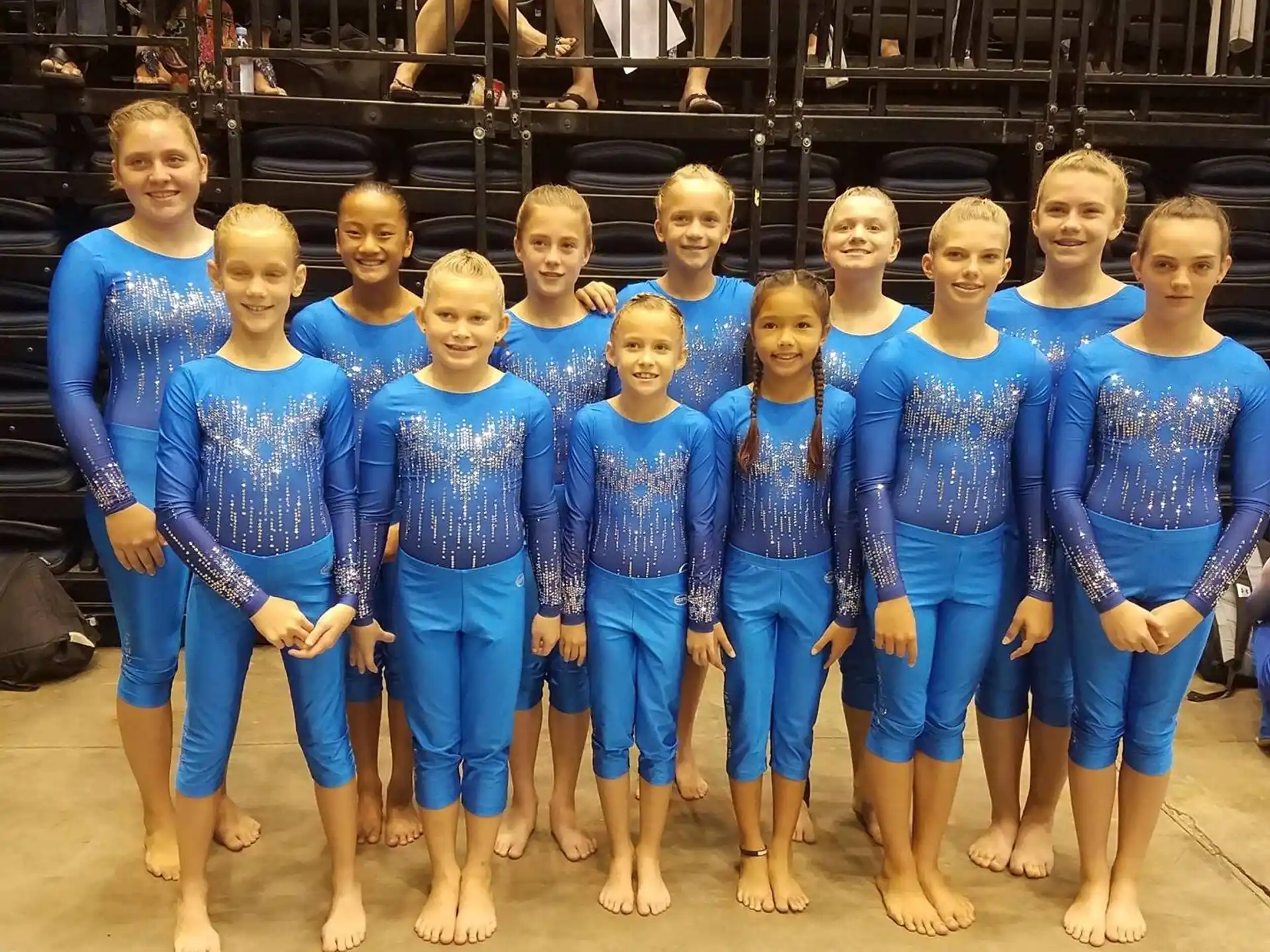 a group of people in blue uniforms