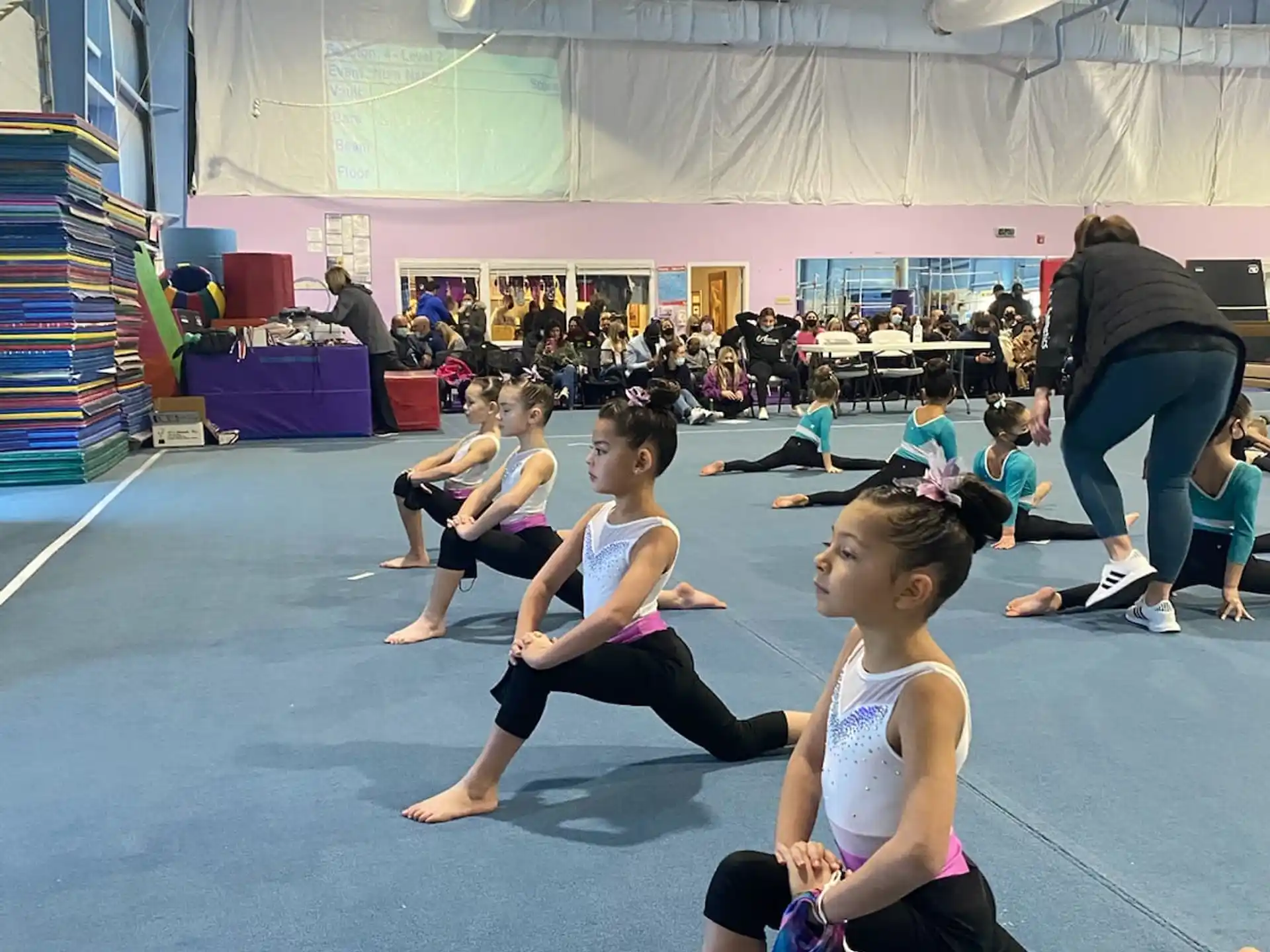 a group of people exercising