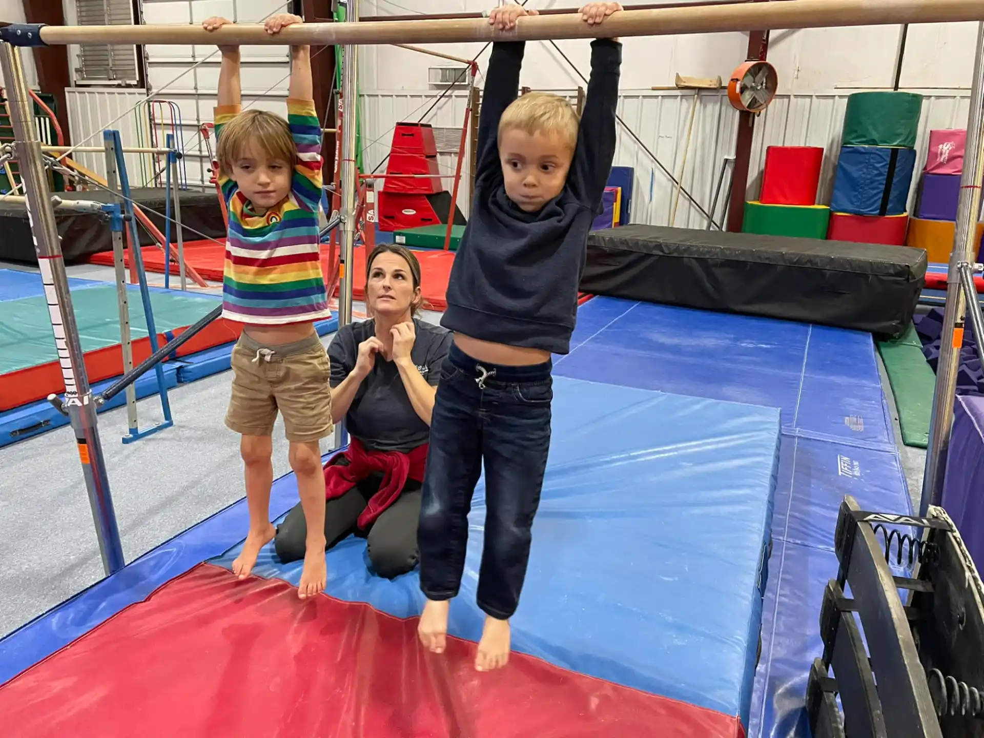 a group of children on a trampoline