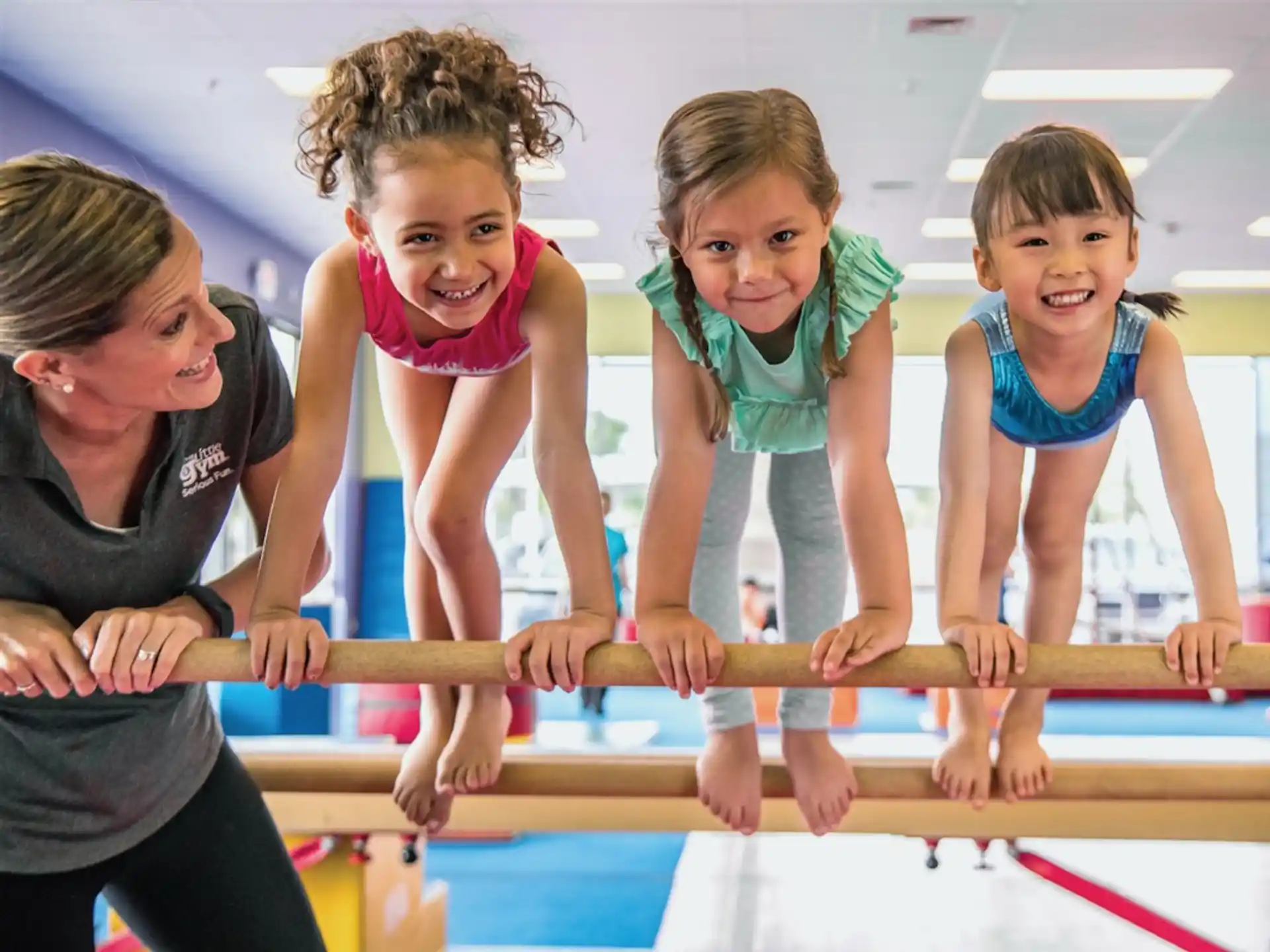 a group of girls in a gym