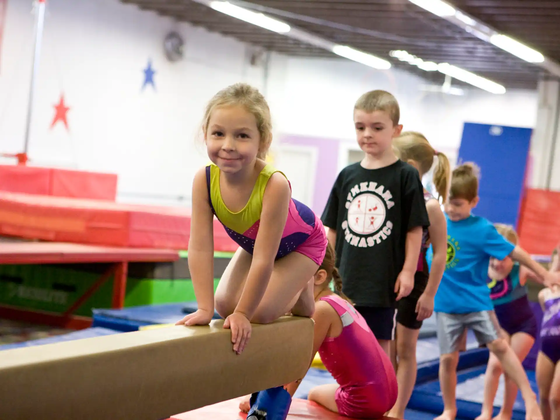 a group of children in a gym