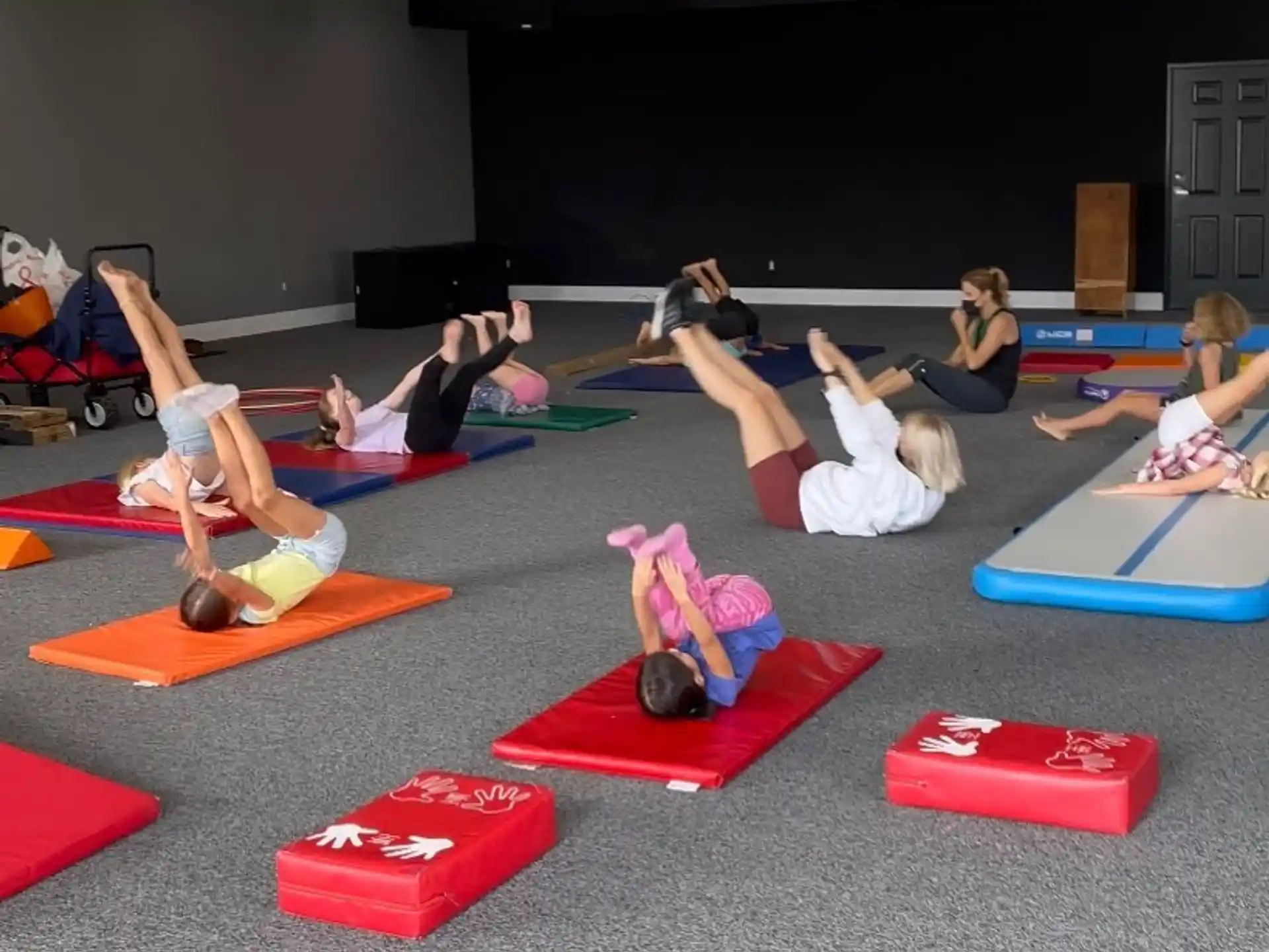 a group of people exercising