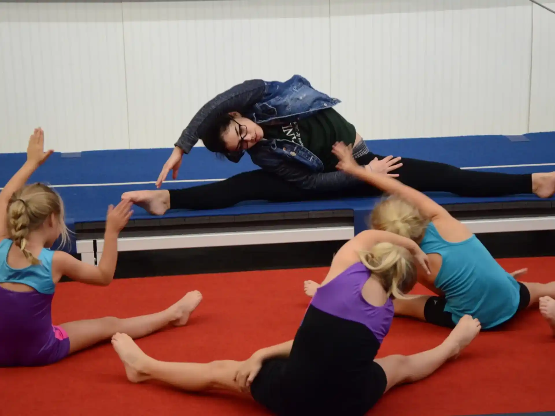 a group of people exercising