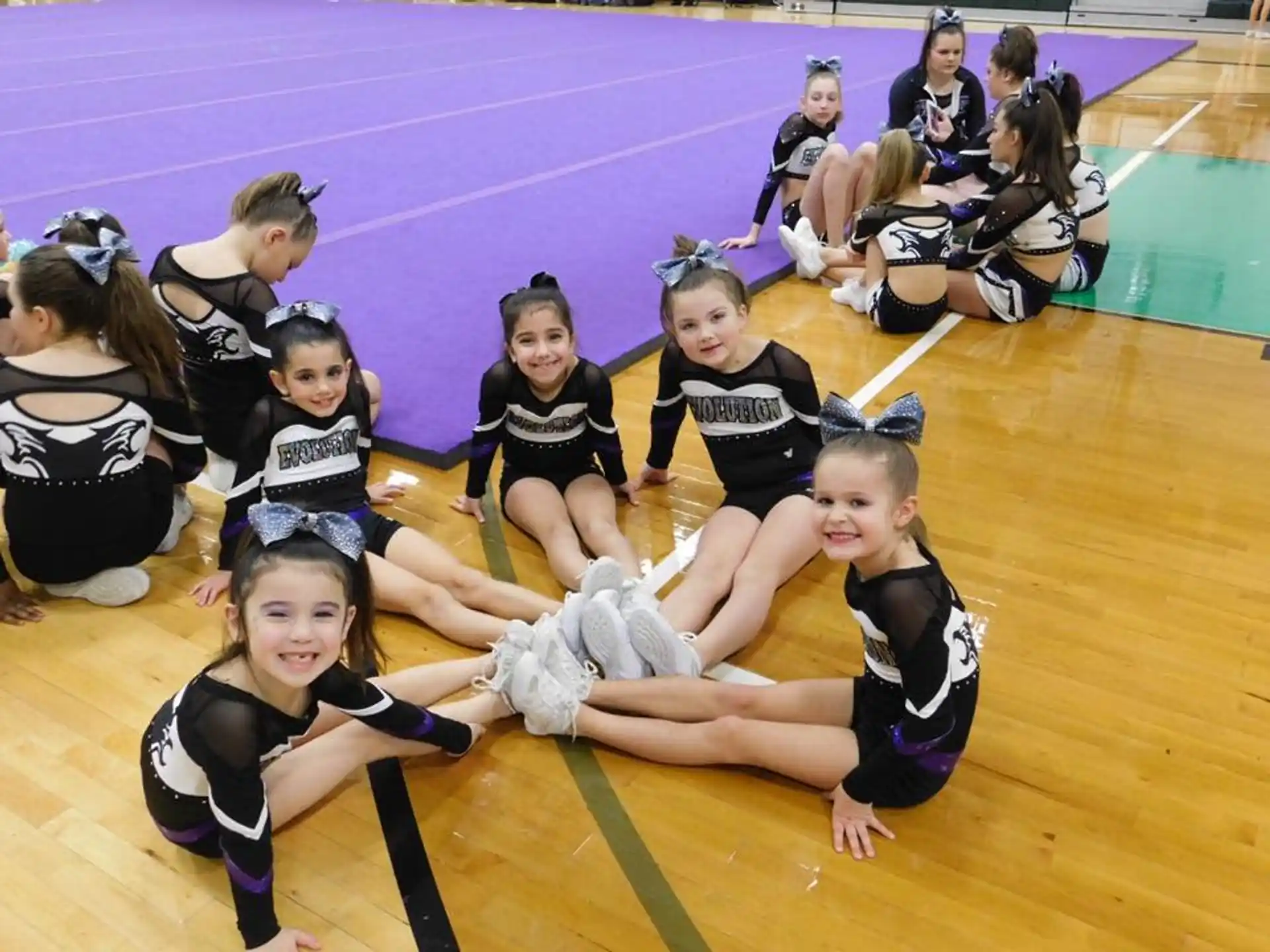 a group of girls in a gym
