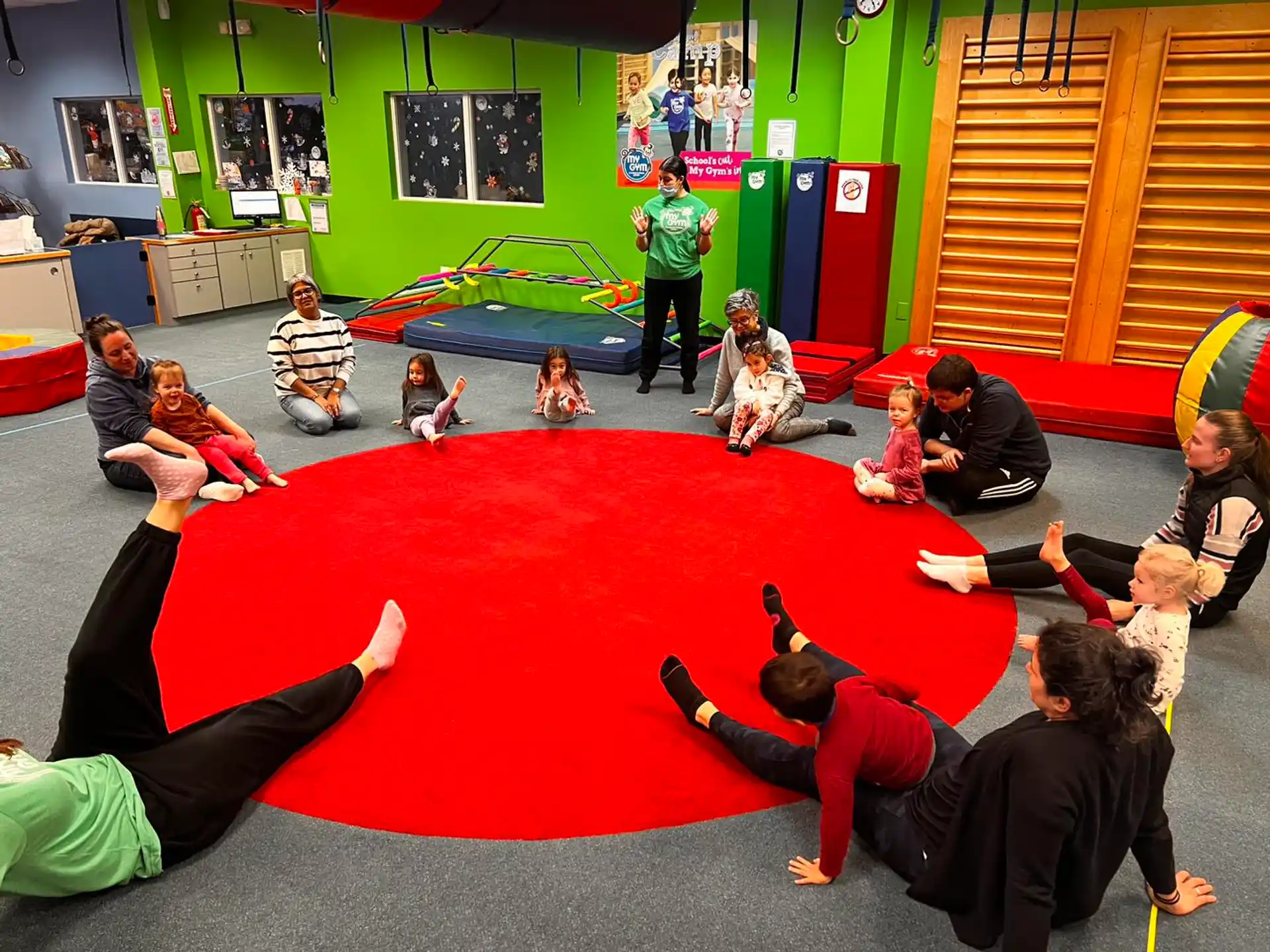 a group of people in a circle