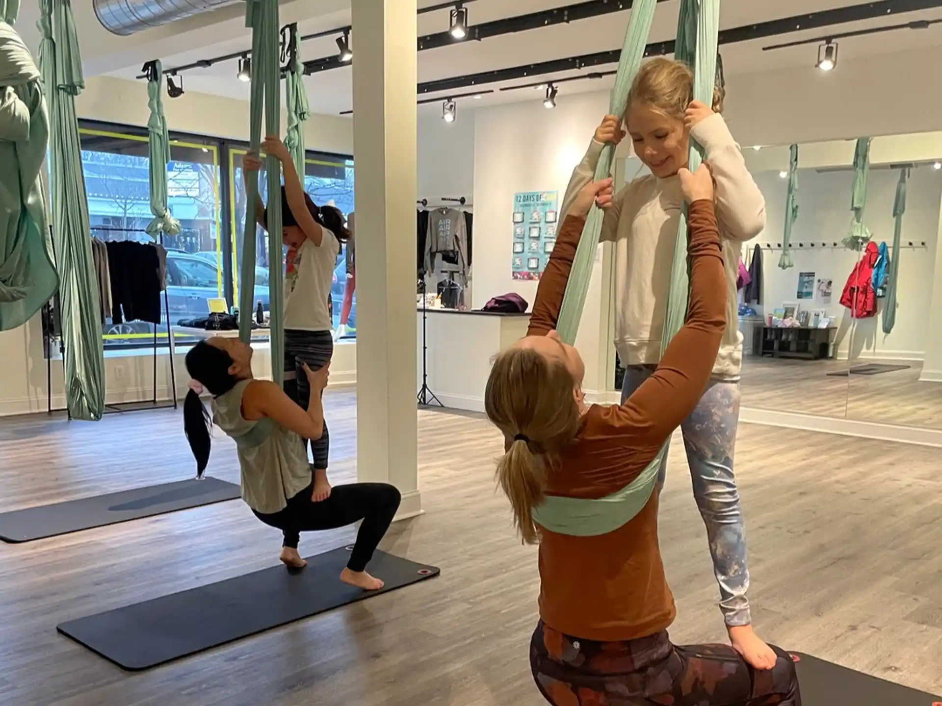 a group of people exercising