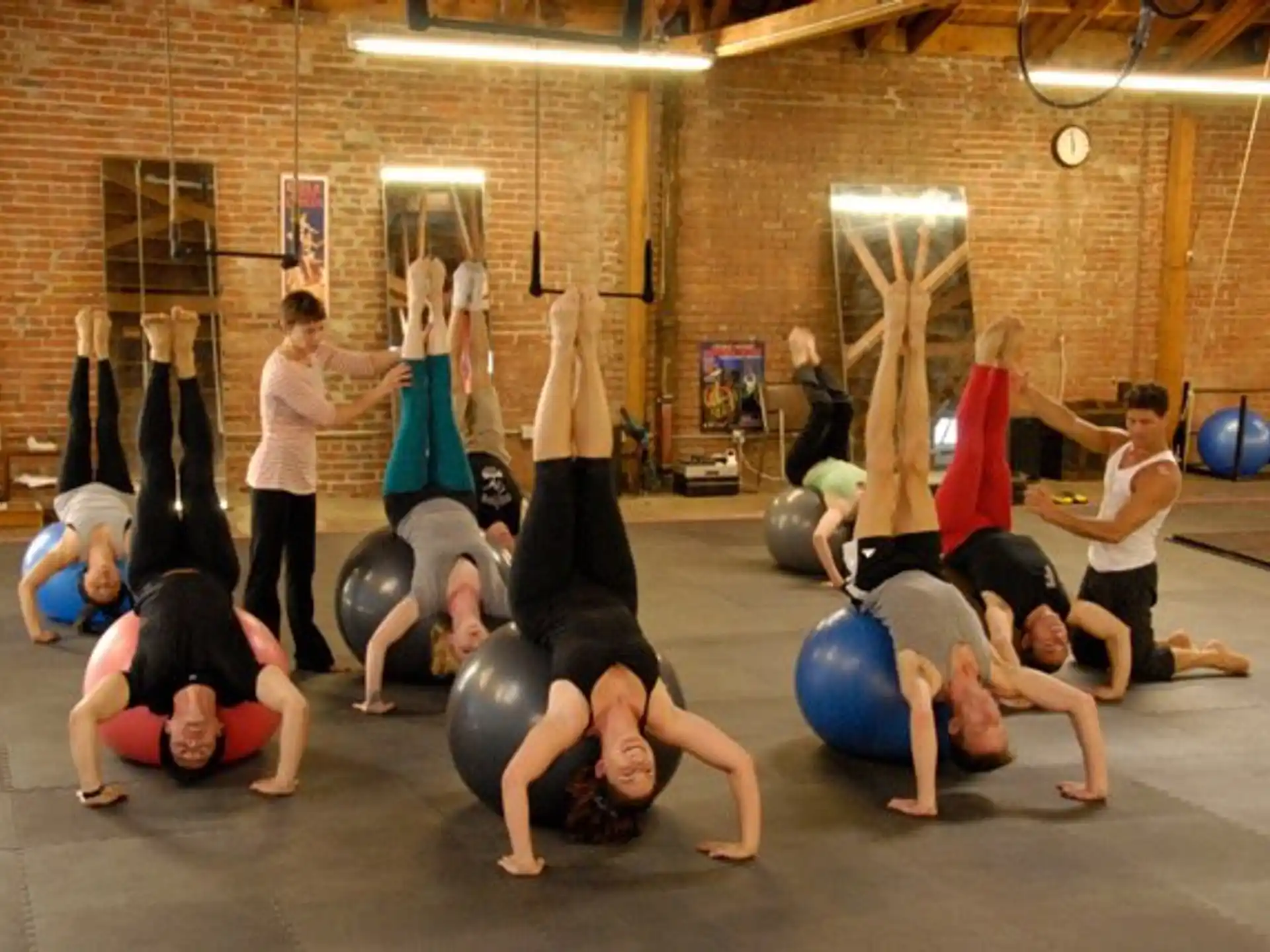 a group of people exercising