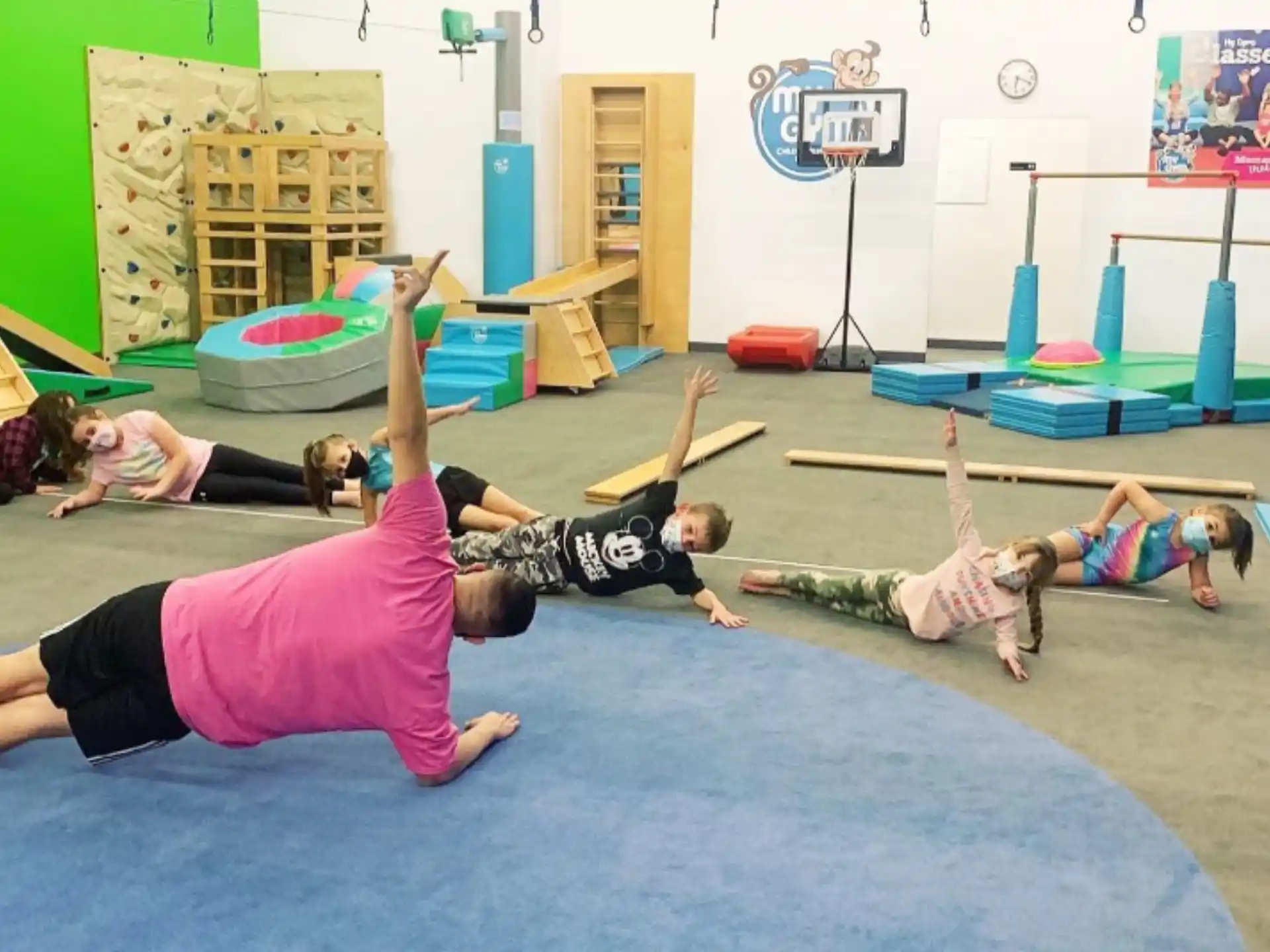 a group of people exercising