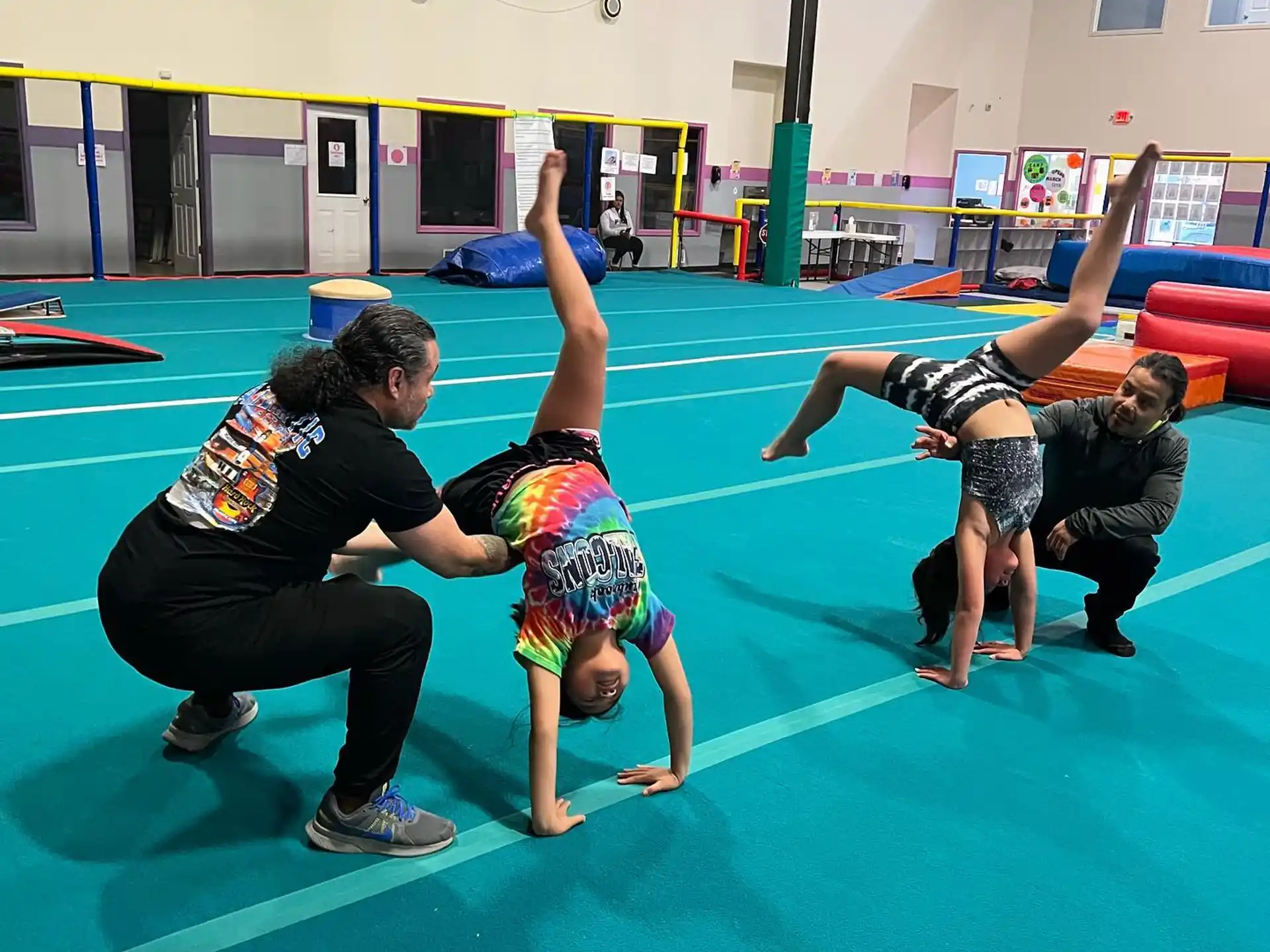 a group of people exercising