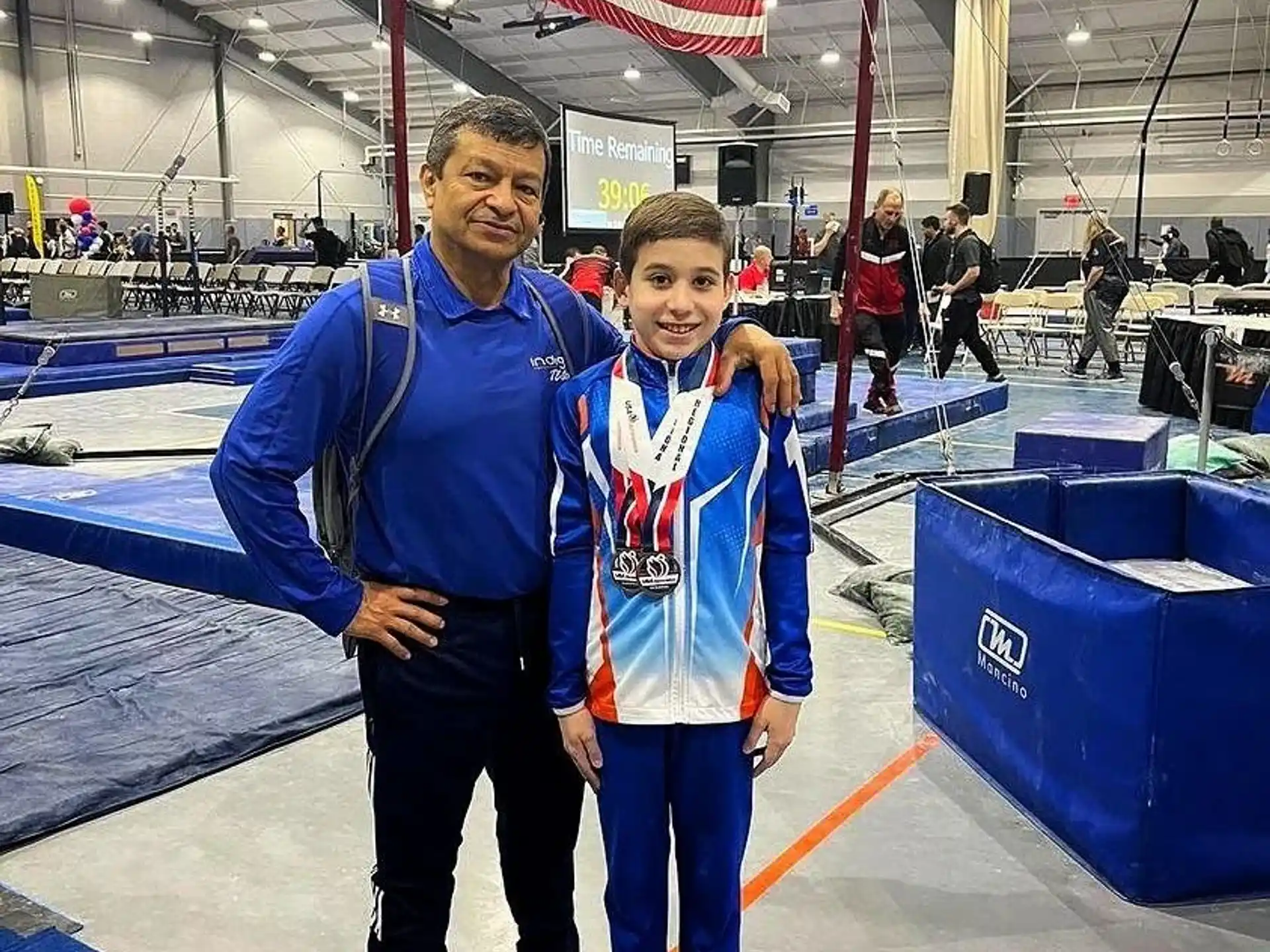 a man and a boy posing for a picture