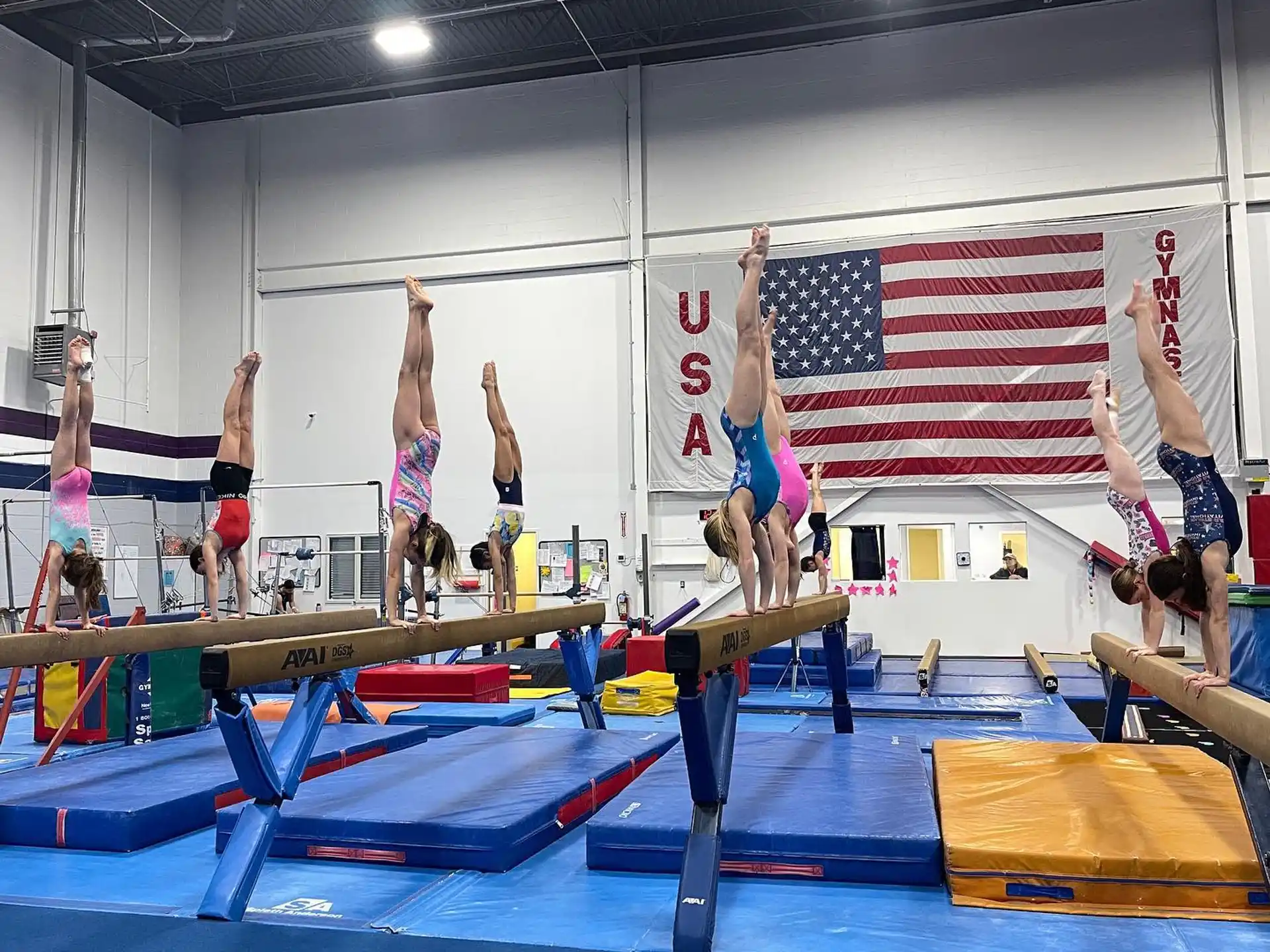 a group of women doing gymnastics