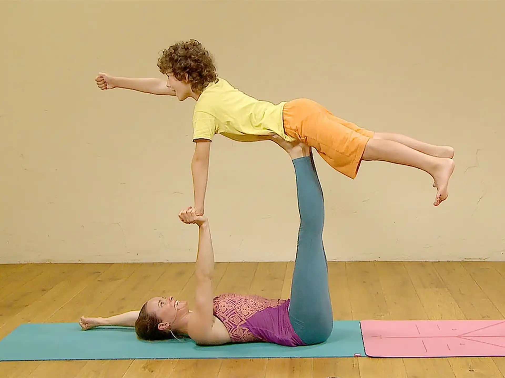 a woman doing yoga