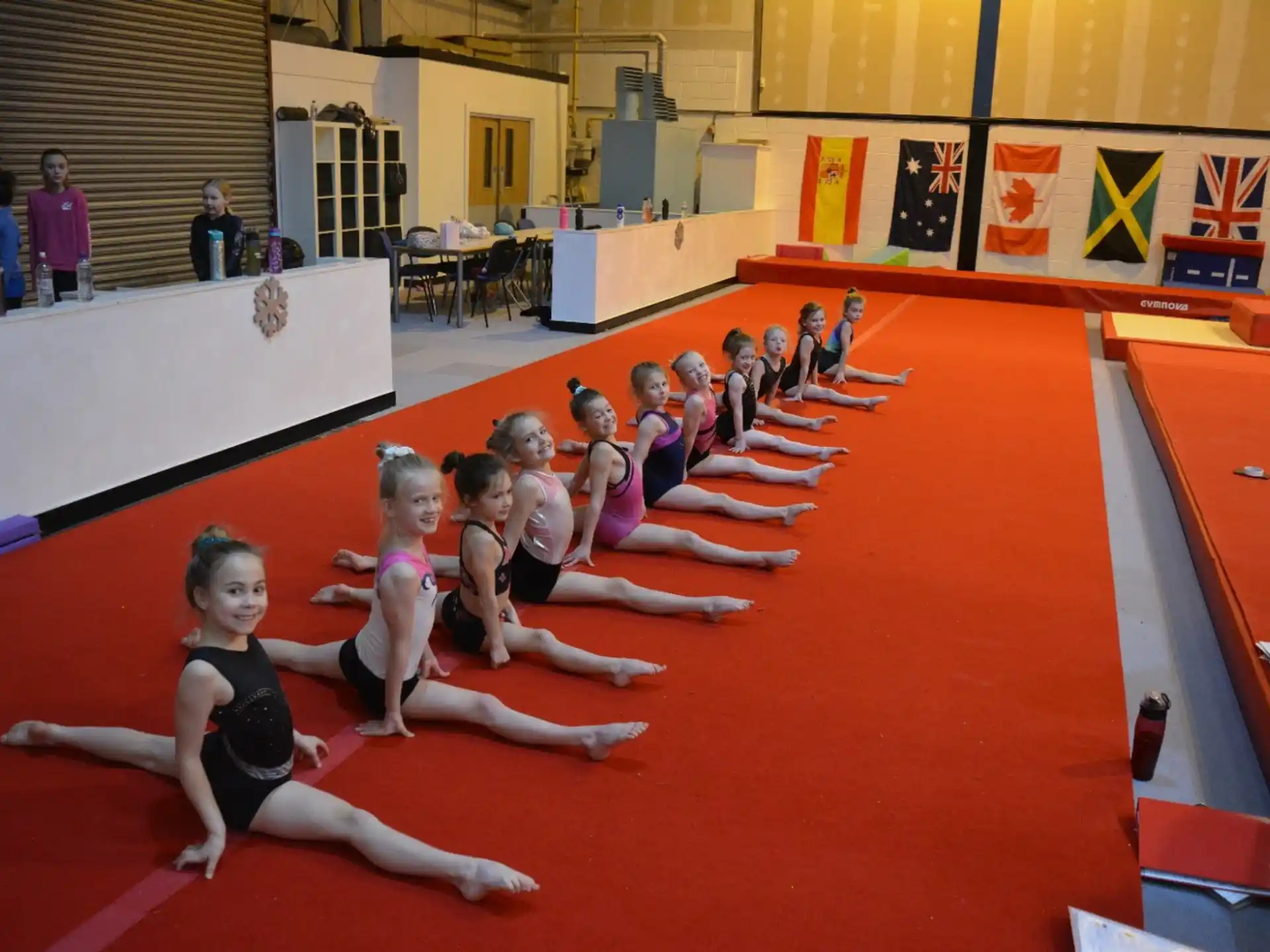 a group of women in a gym