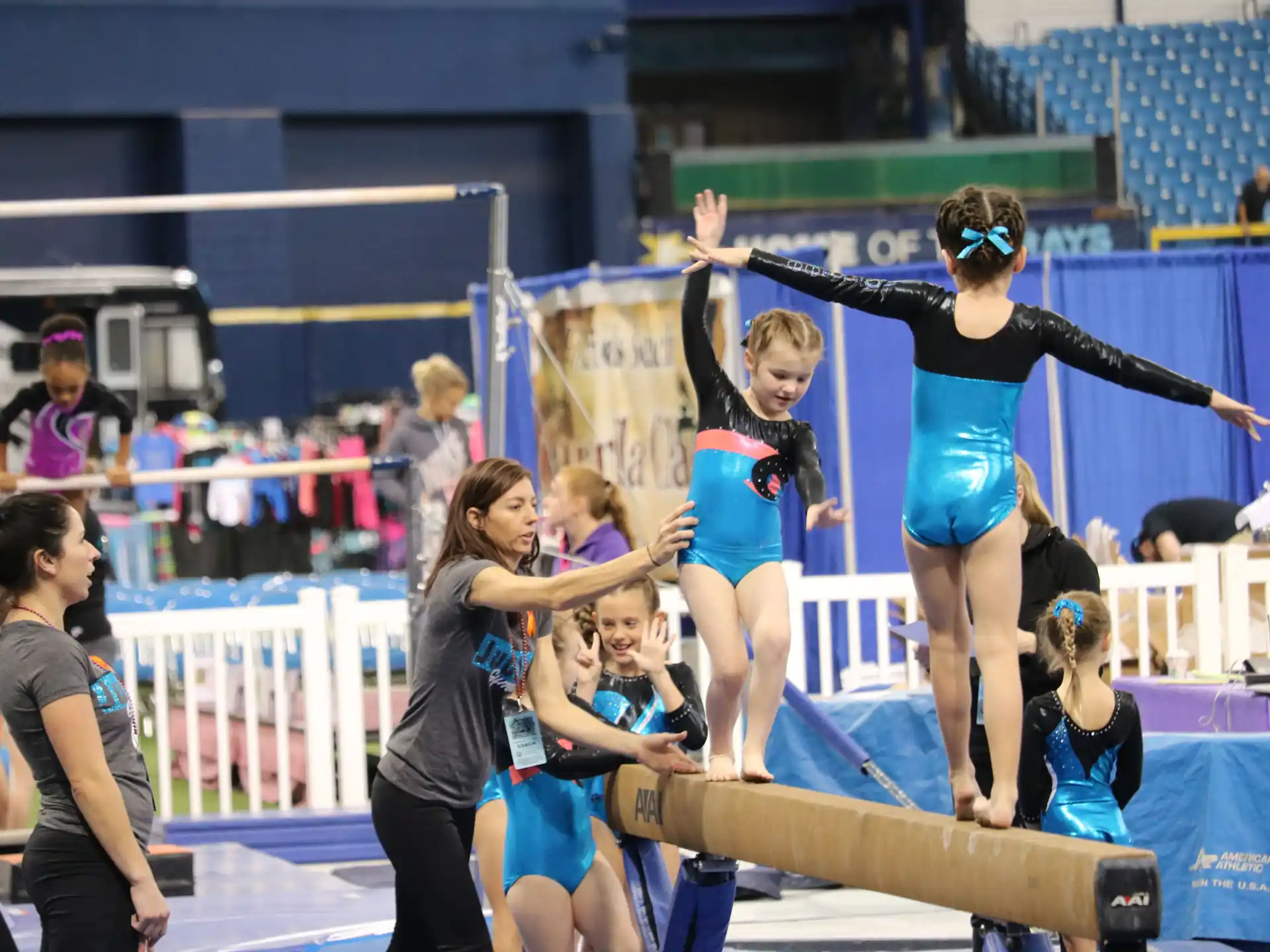 a group of women in a gym
