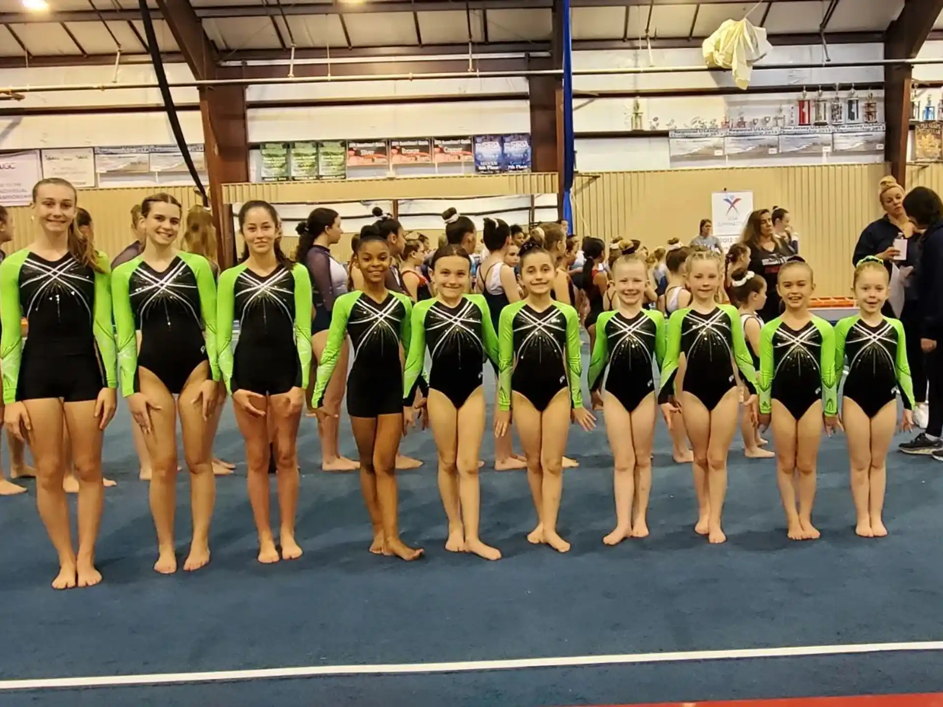 a group of girls in a gym
