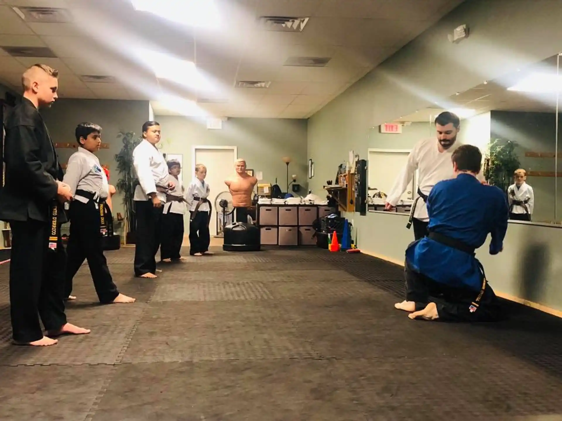 a group of people in a room