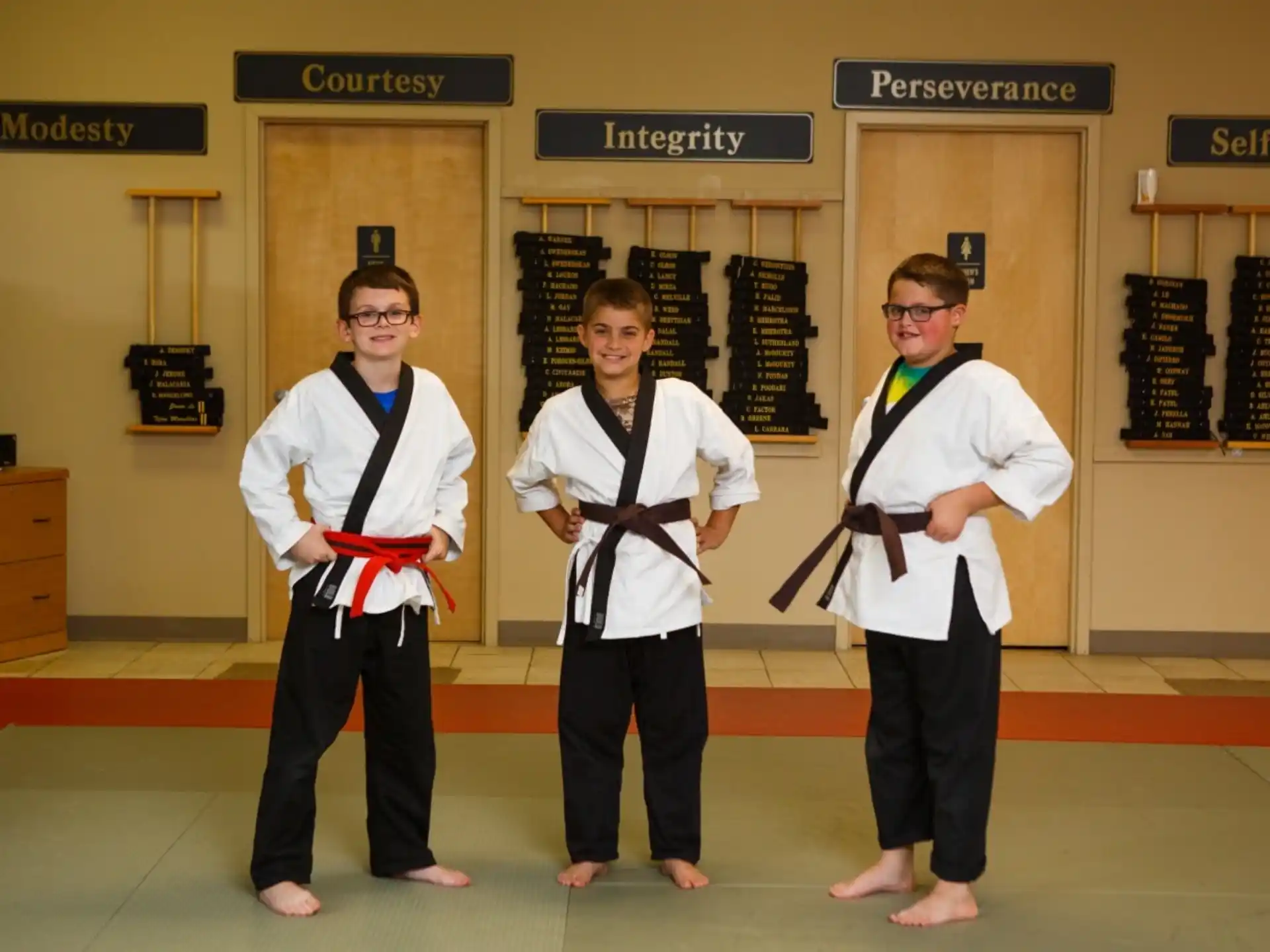 a group of boys wearing suspenders and ties