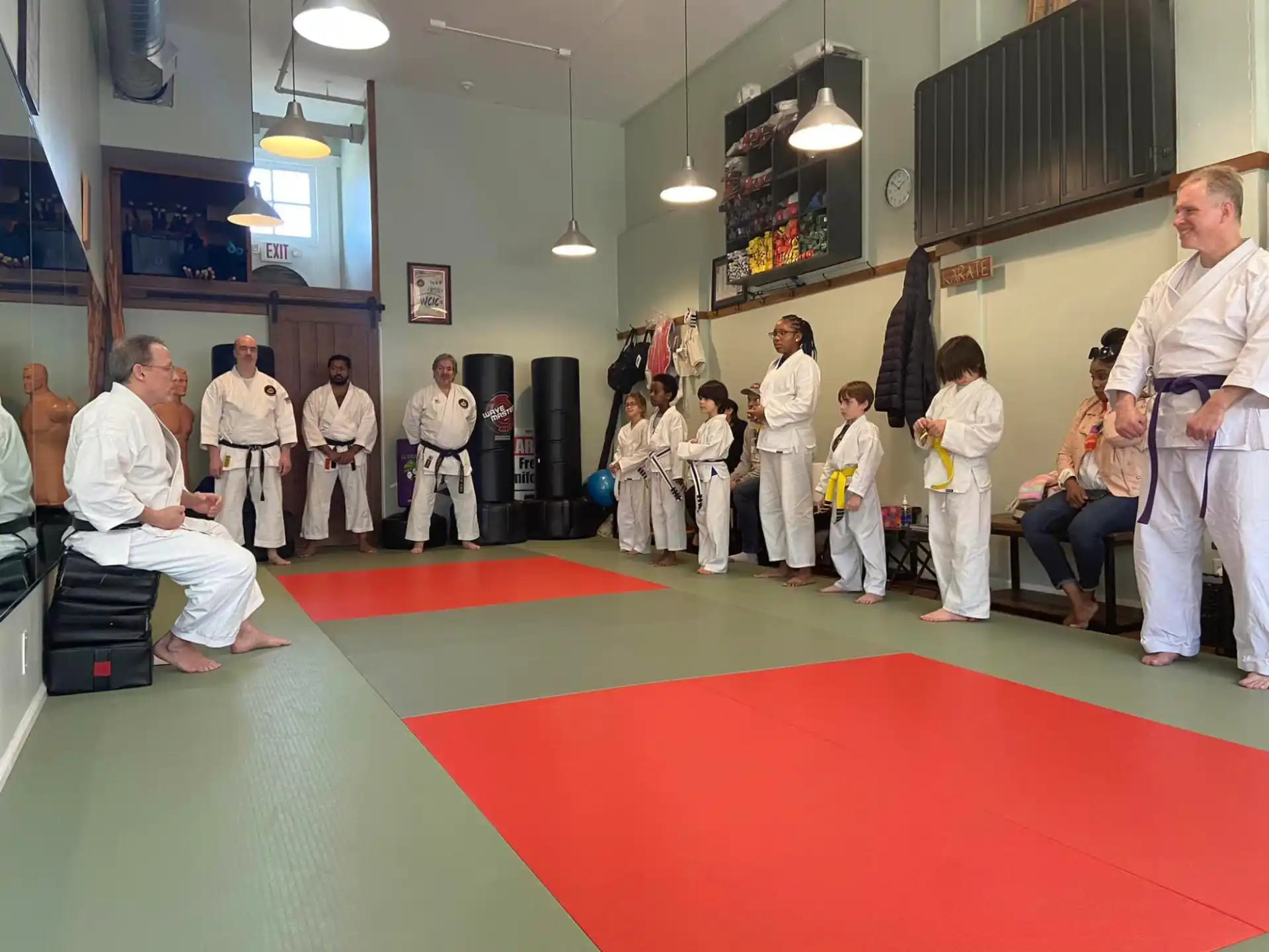 a group of people in a room