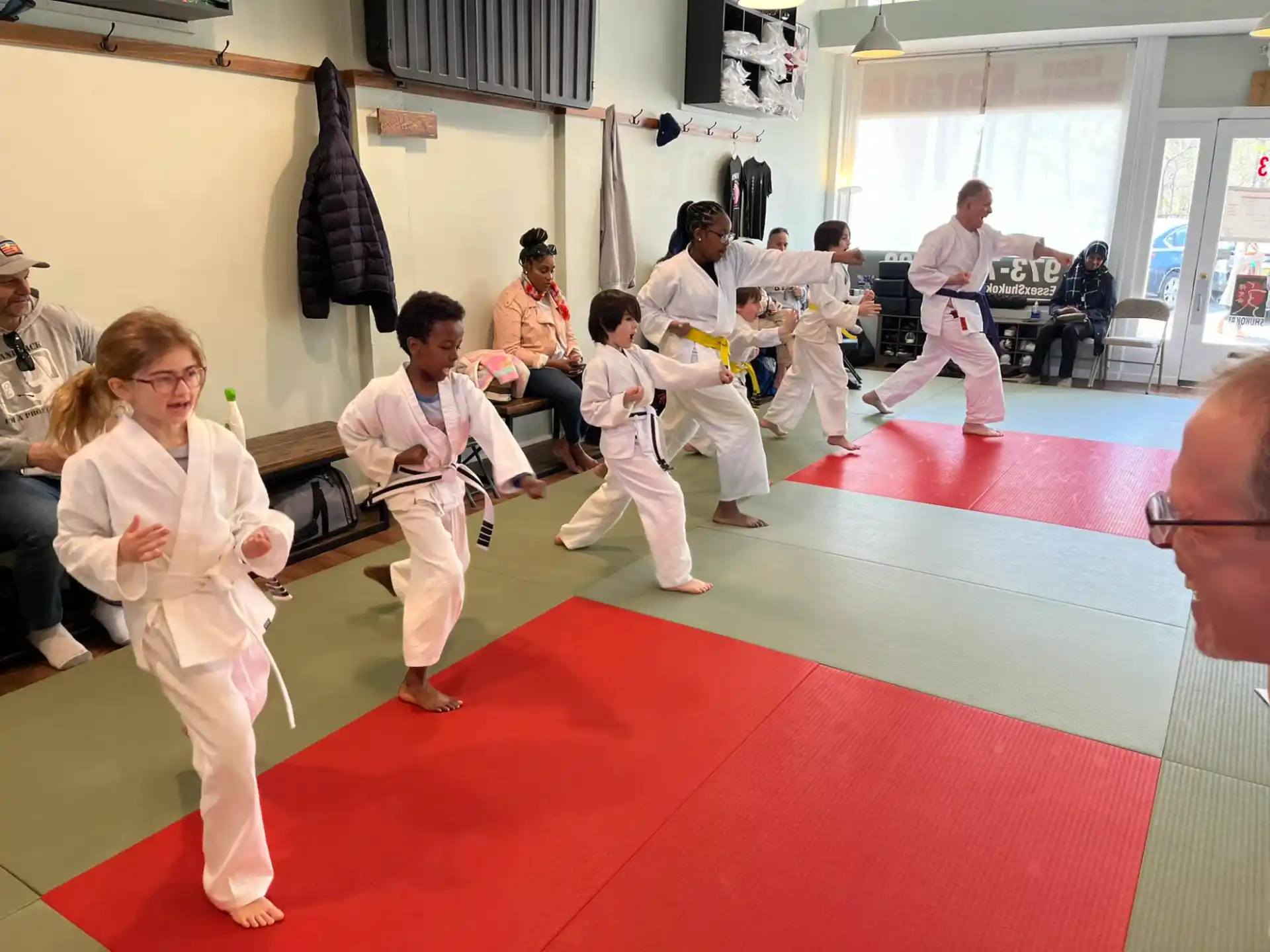 a group of people in karate uniforms