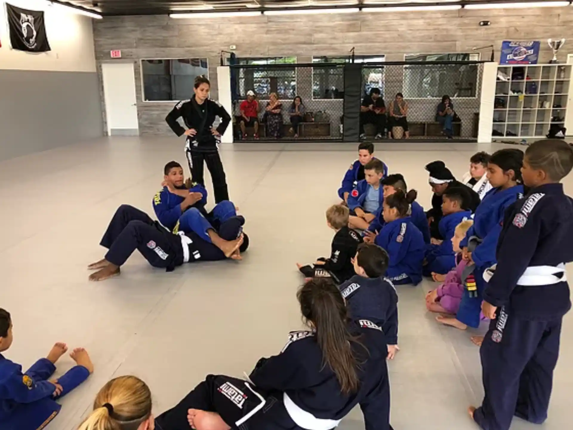 a group of people in a room
