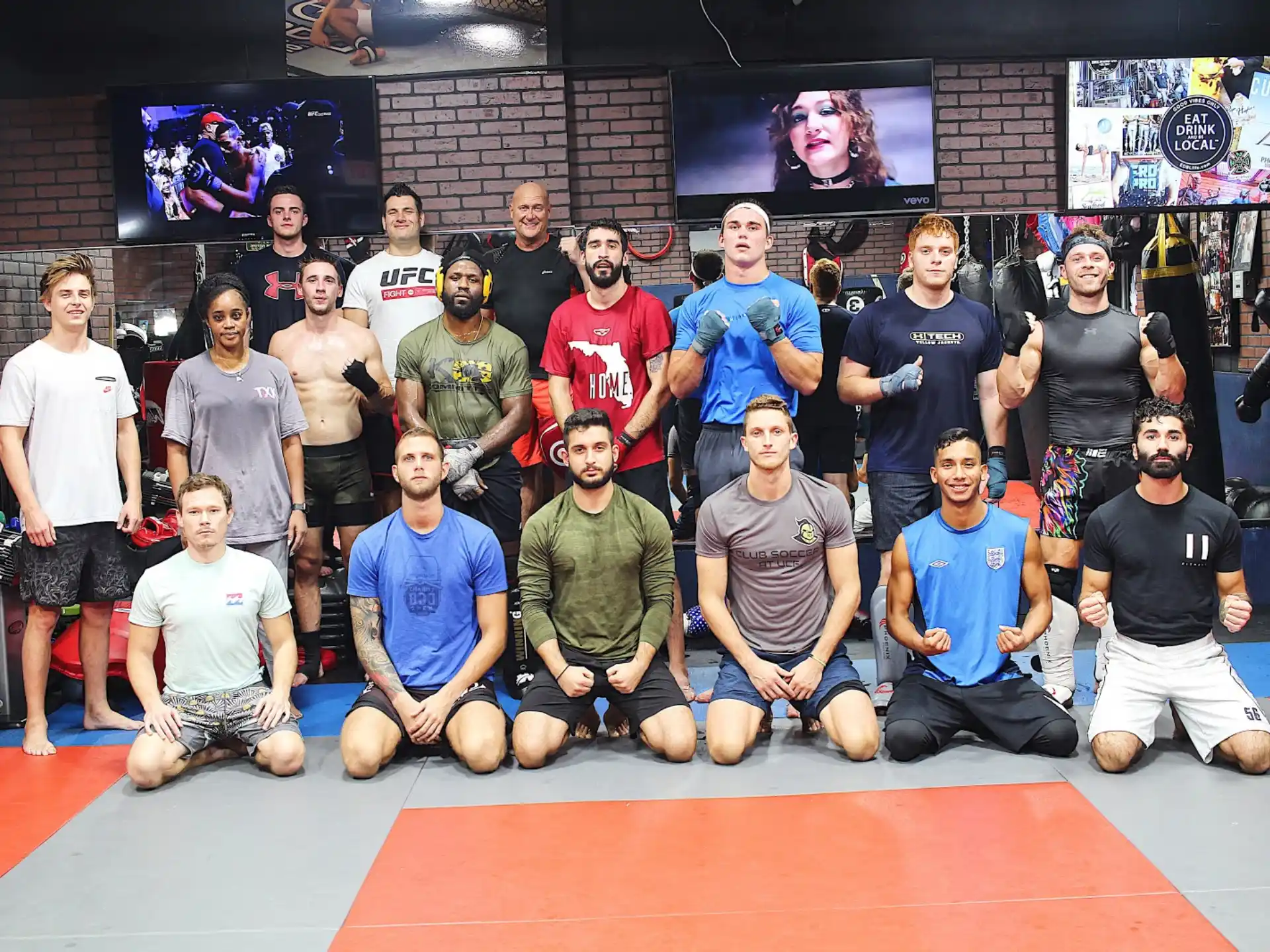 a group of people posing for a photo