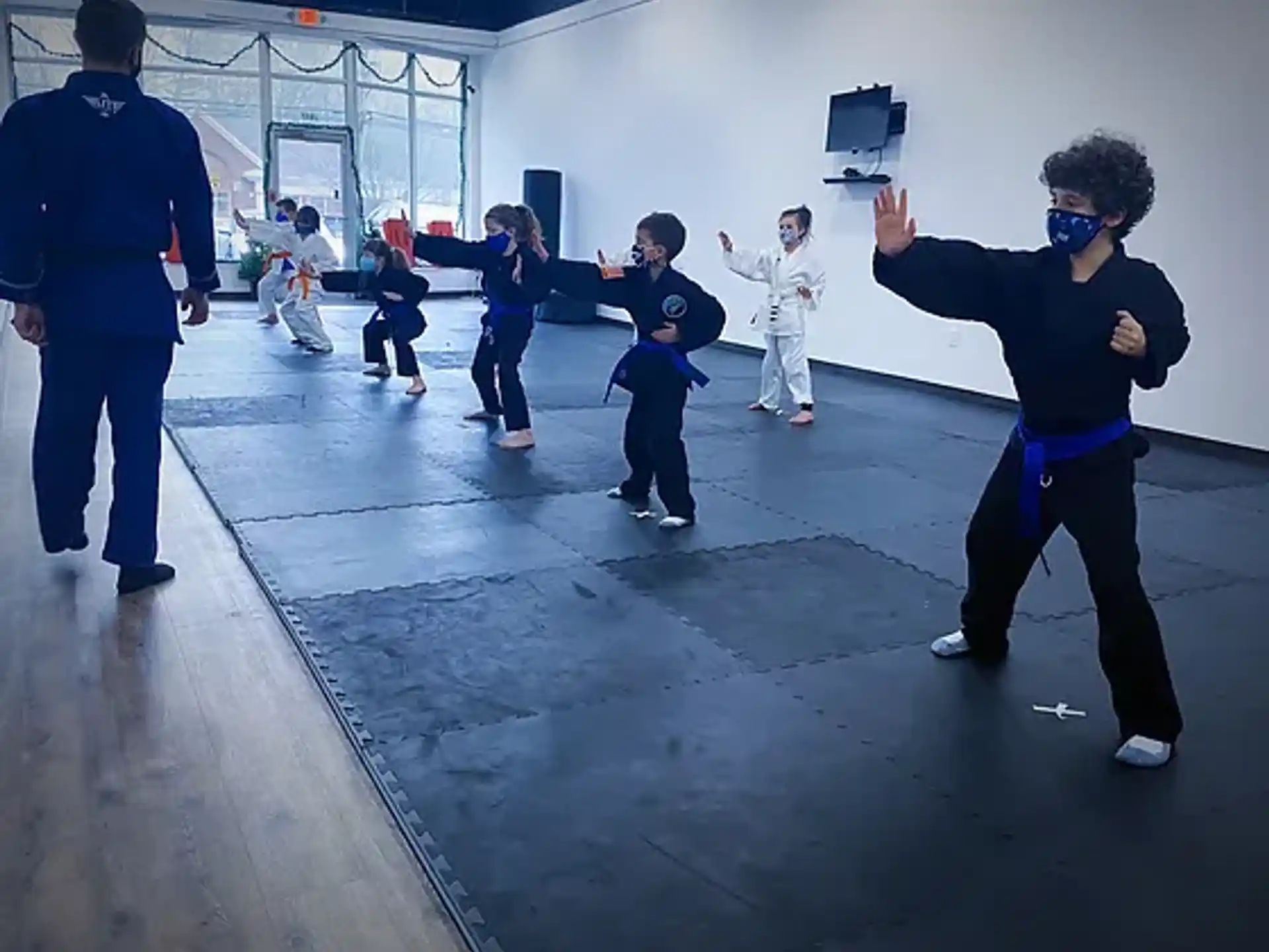 a group of people in a room