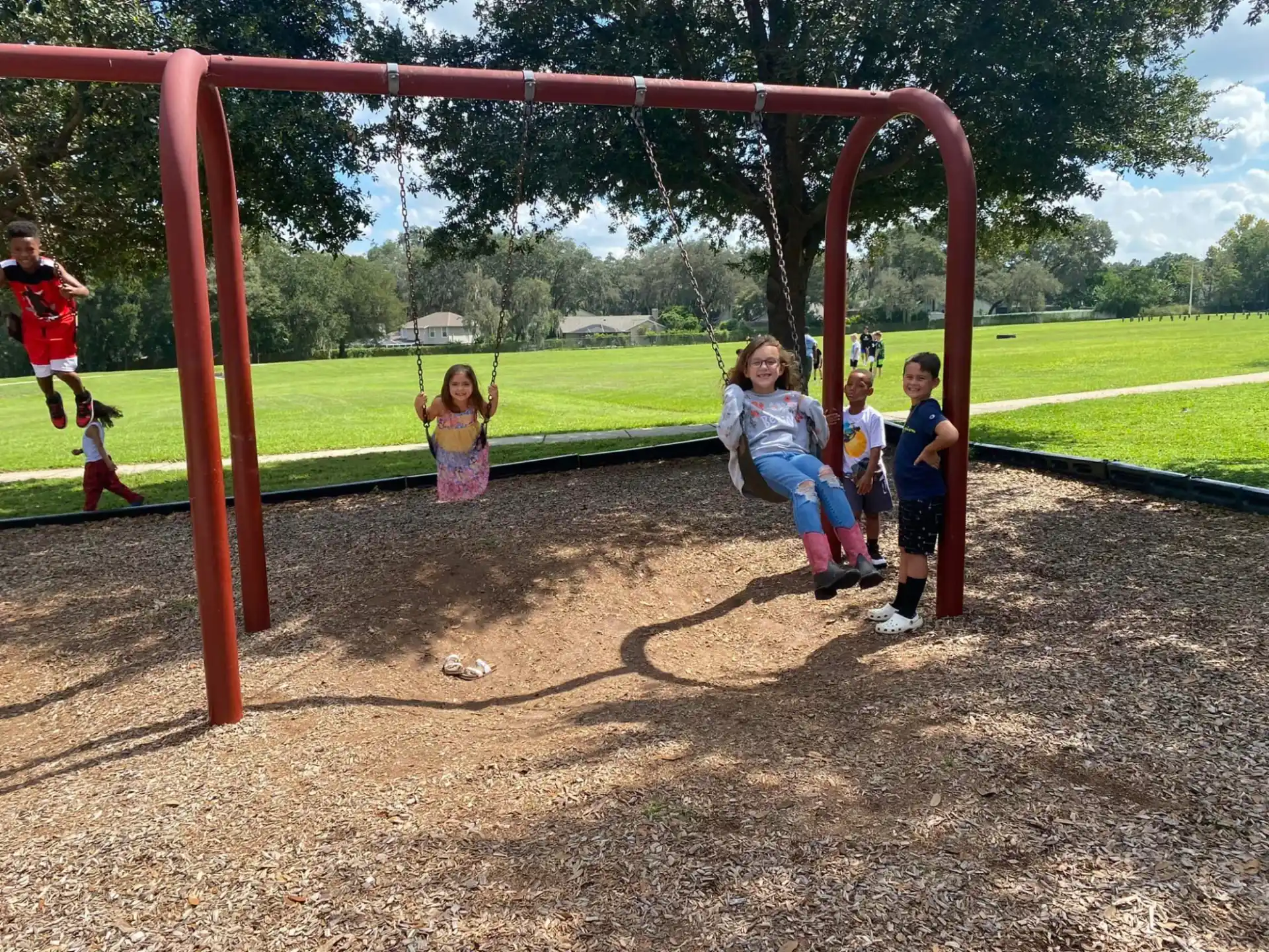 kids playing on a playground