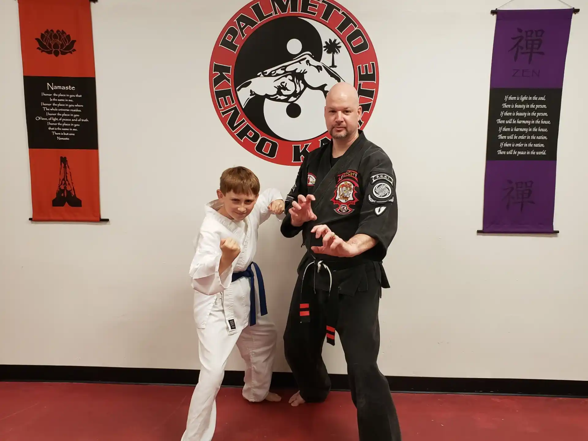 a person and a boy posing for a picture