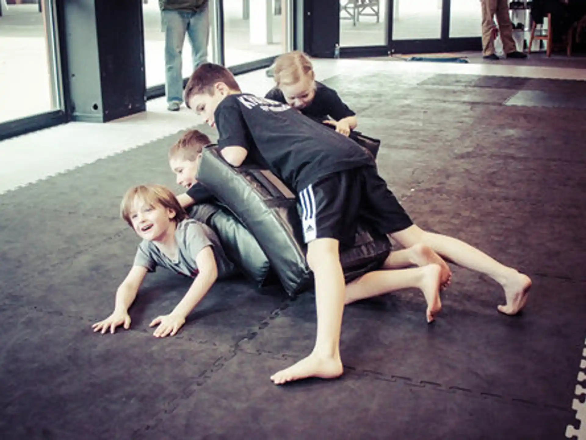a group of people lying on the ground