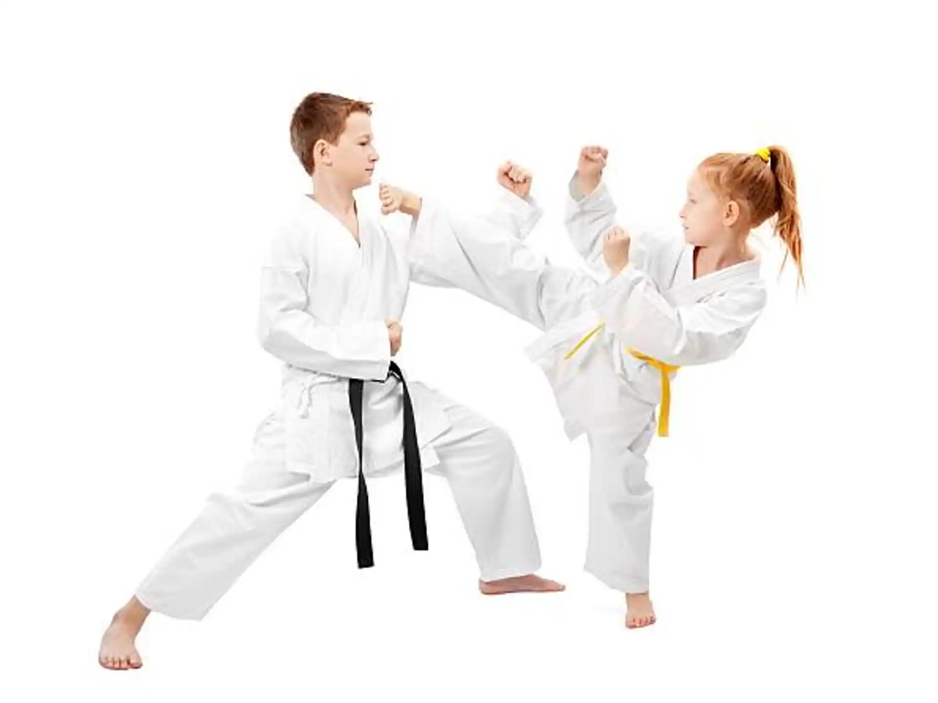 a man and a woman in karate uniforms