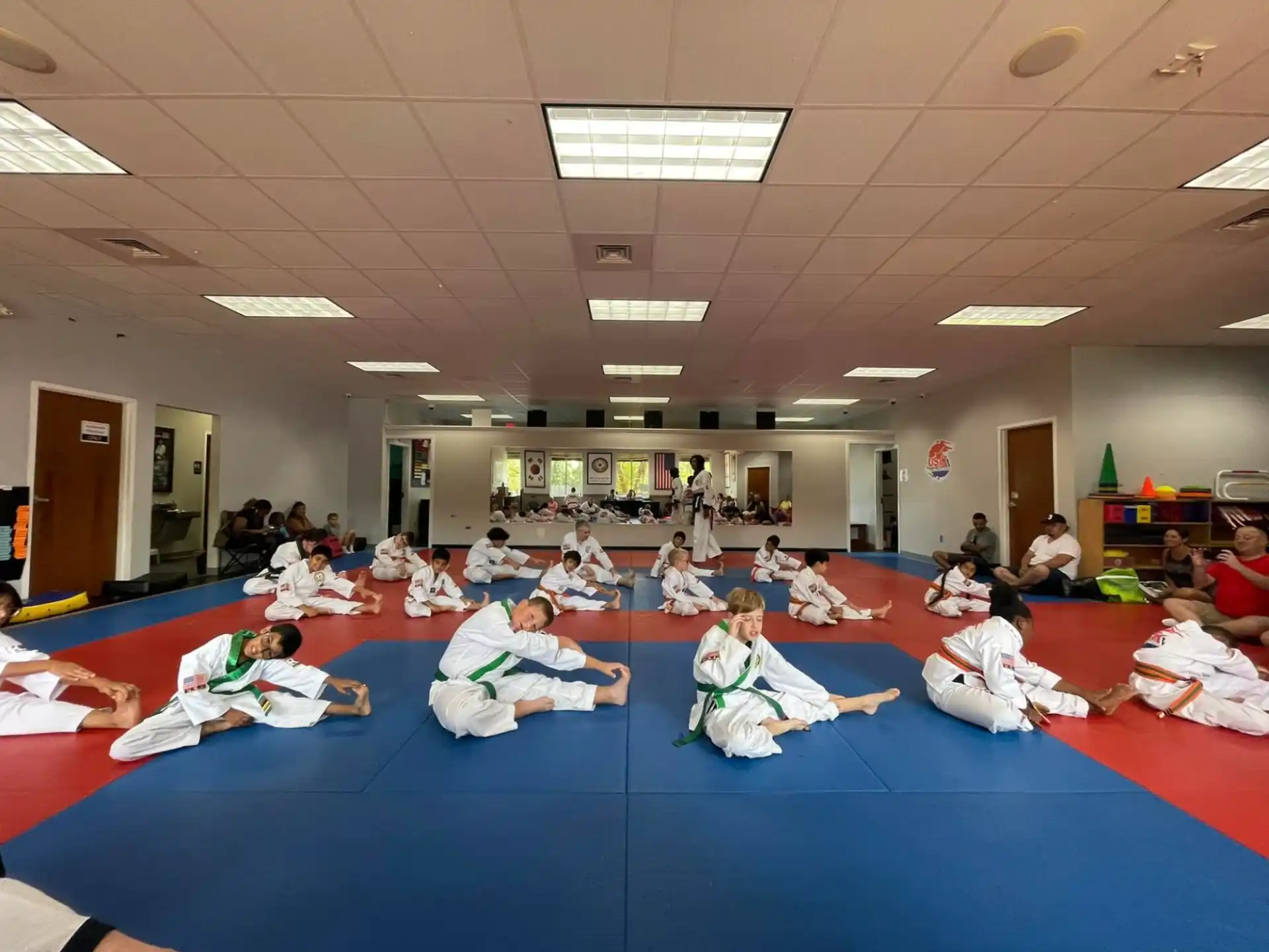 a group of people in a room