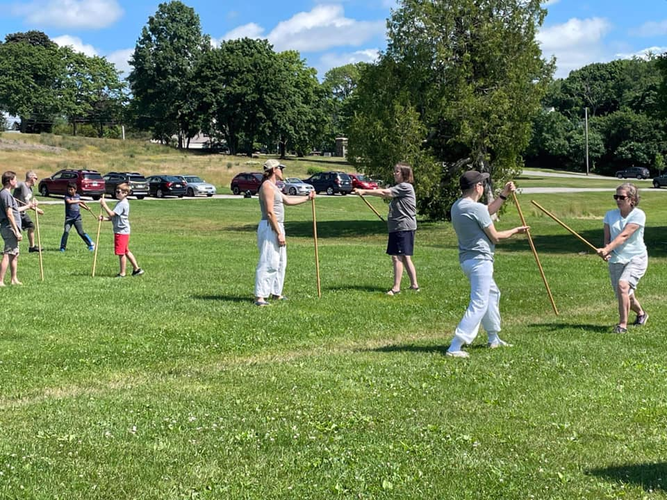 a group of people playing a game