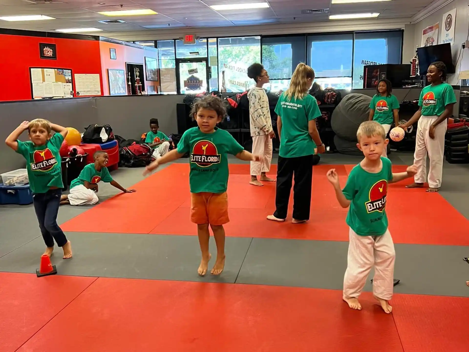 a group of children in a gym