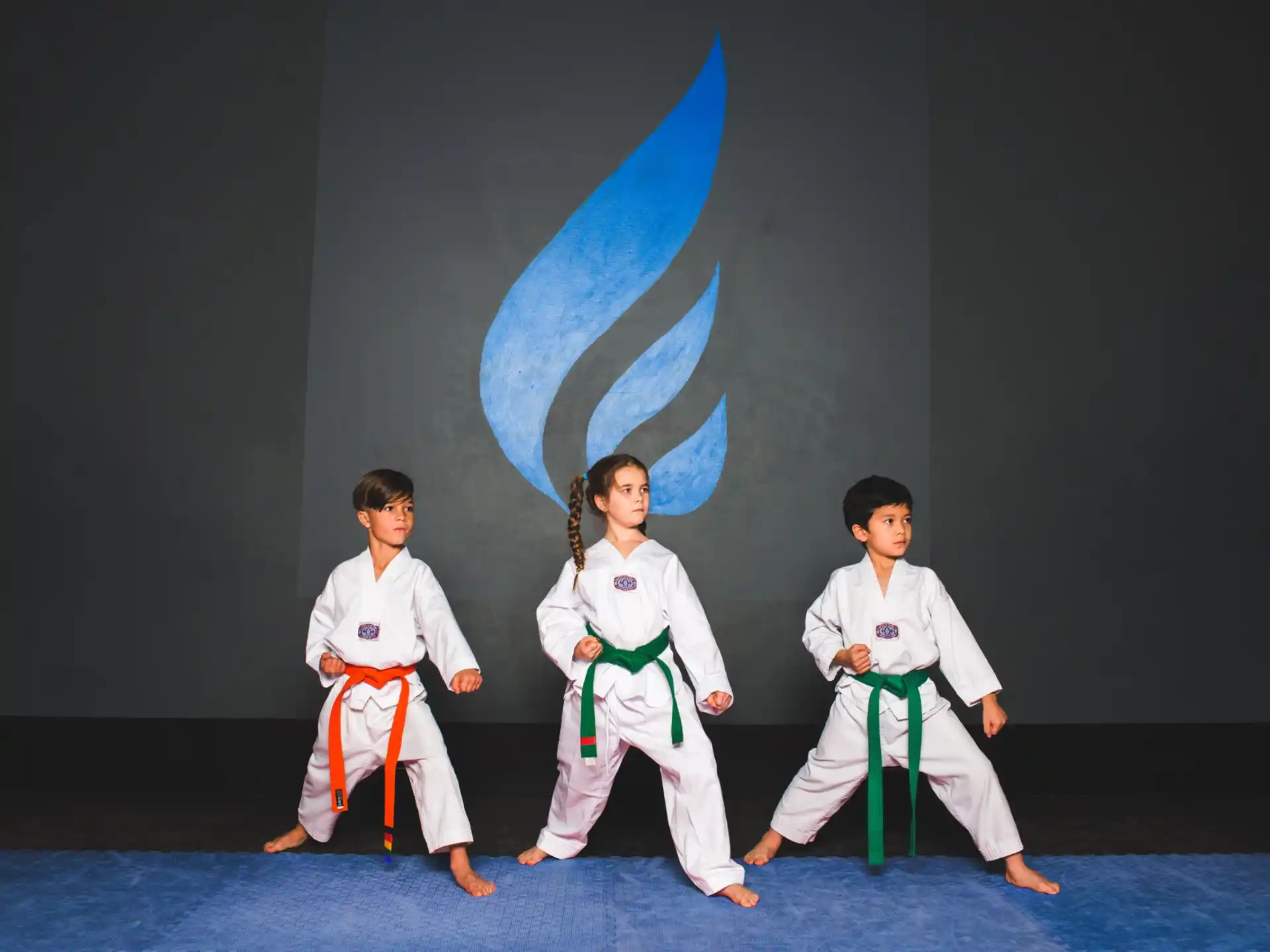 a group of people in karate uniforms