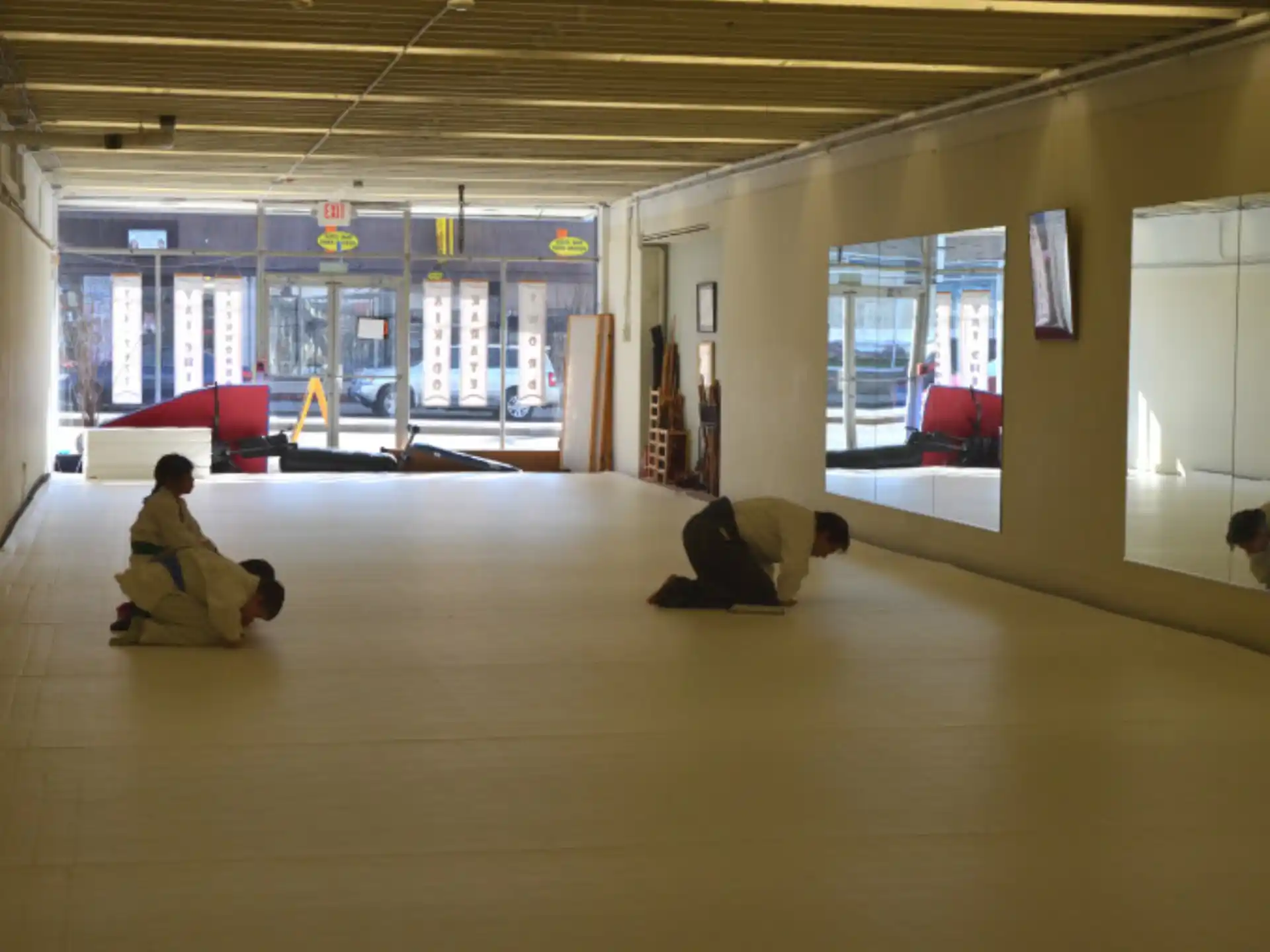 a few people sitting in a room