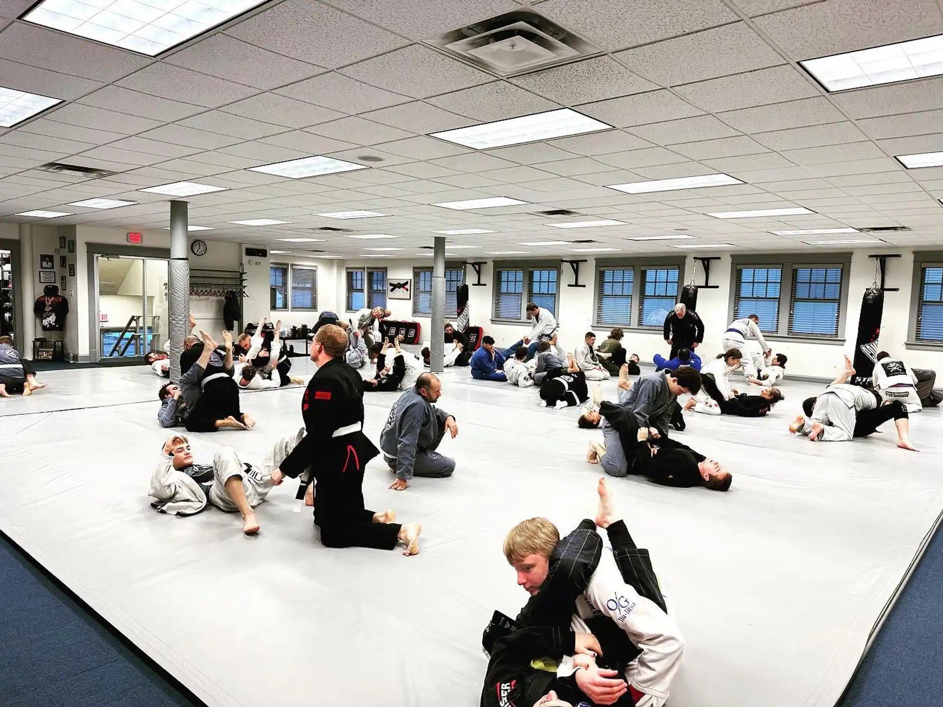 a group of people sitting in a room
