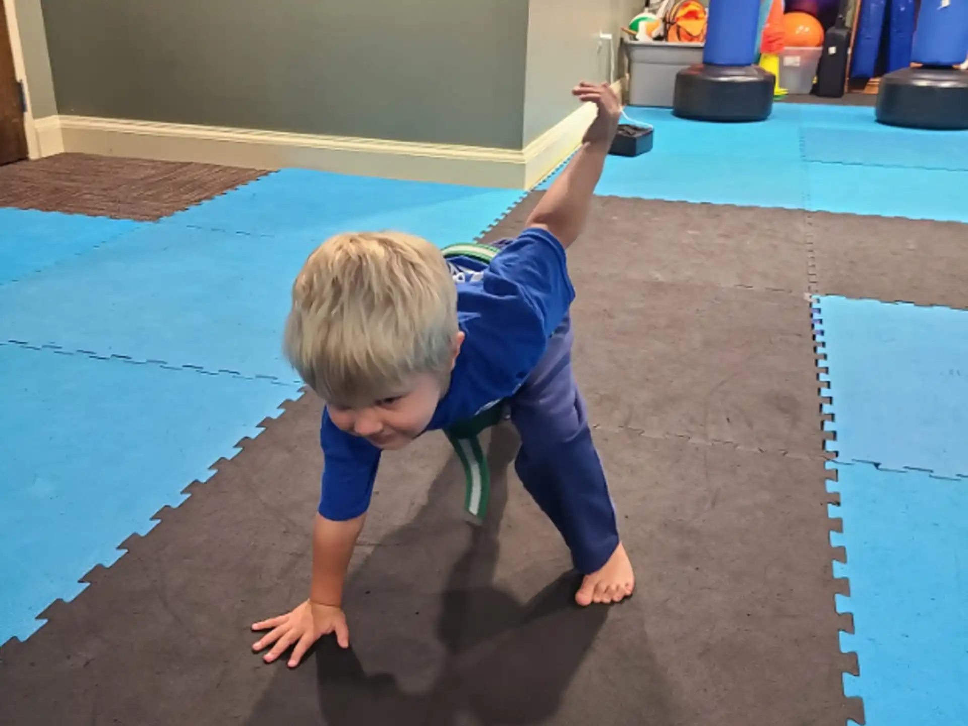 a child crawling on the floor