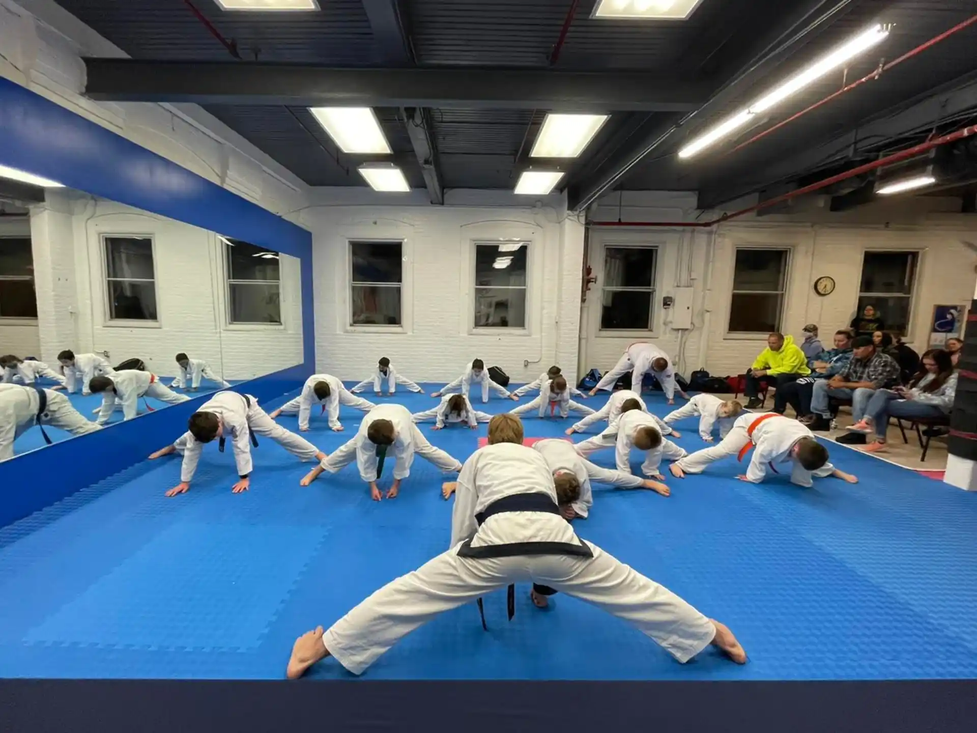 a group of people in a room