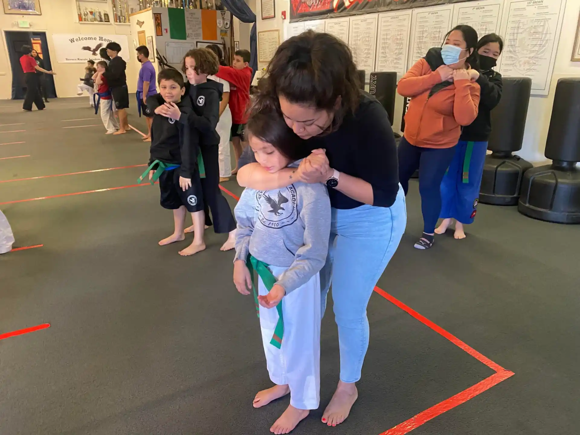 a person holding a child