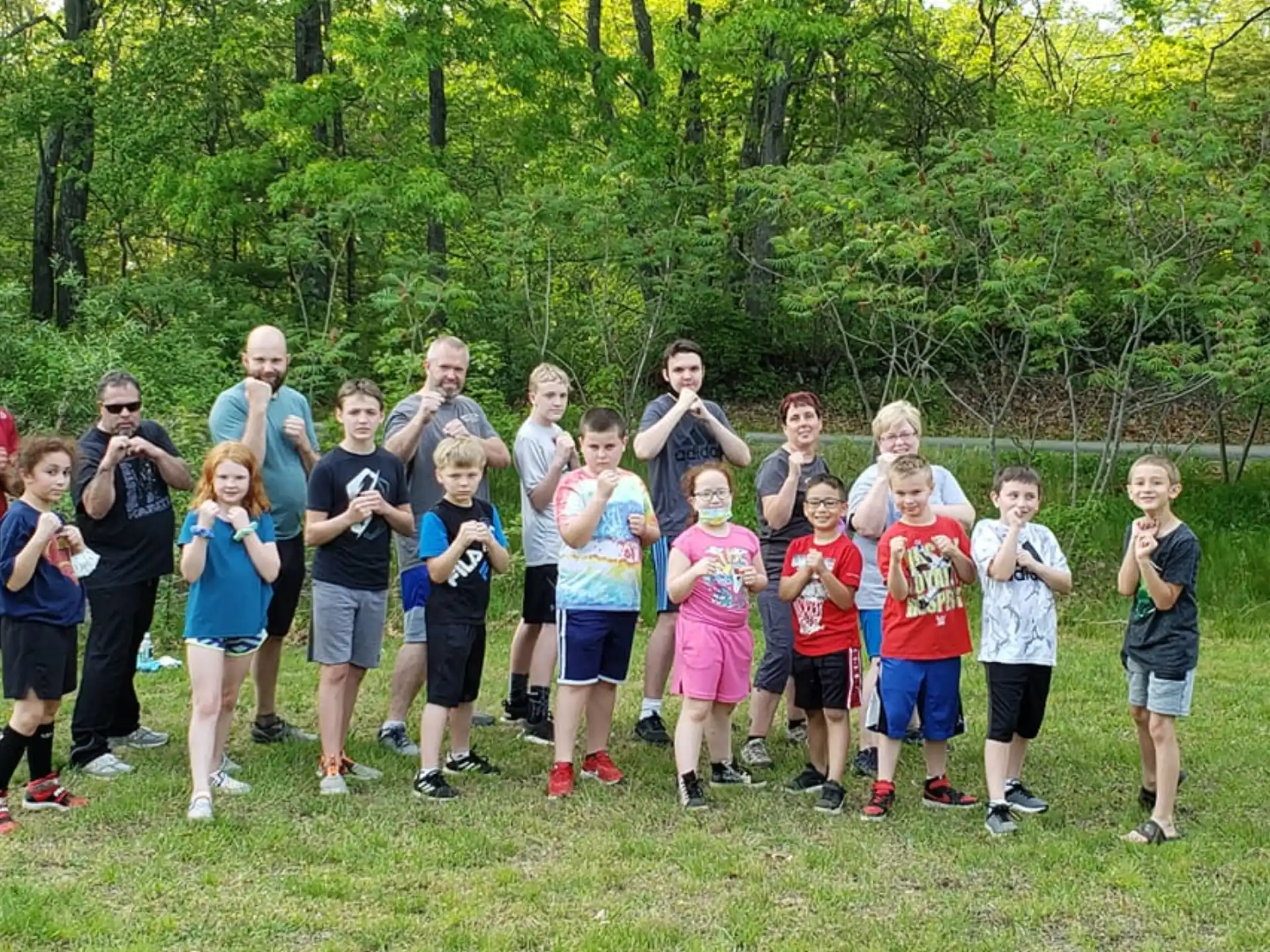 a group of people posing for a photo